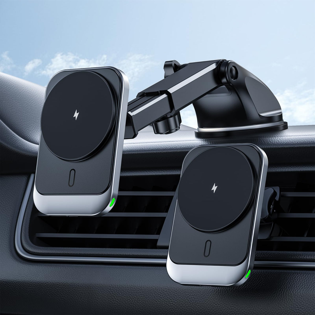 Hinyx For Magsafe Car Mount Charger, 15W Magnetic Wireless Car Charger Vent Dash Charging Phone Holder Mount For Iphone 15 14 13