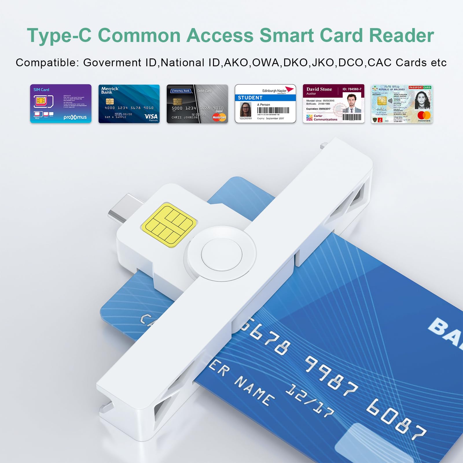 Usb C Cac Smart Card Reader,Dod Military Type C Common Access Credit Card/Id/Ic Bank/Health/Government Id/Piv Cac Chip Card With Windows, Mac Os For Android Phones, Macbook Pro Mini & Fold