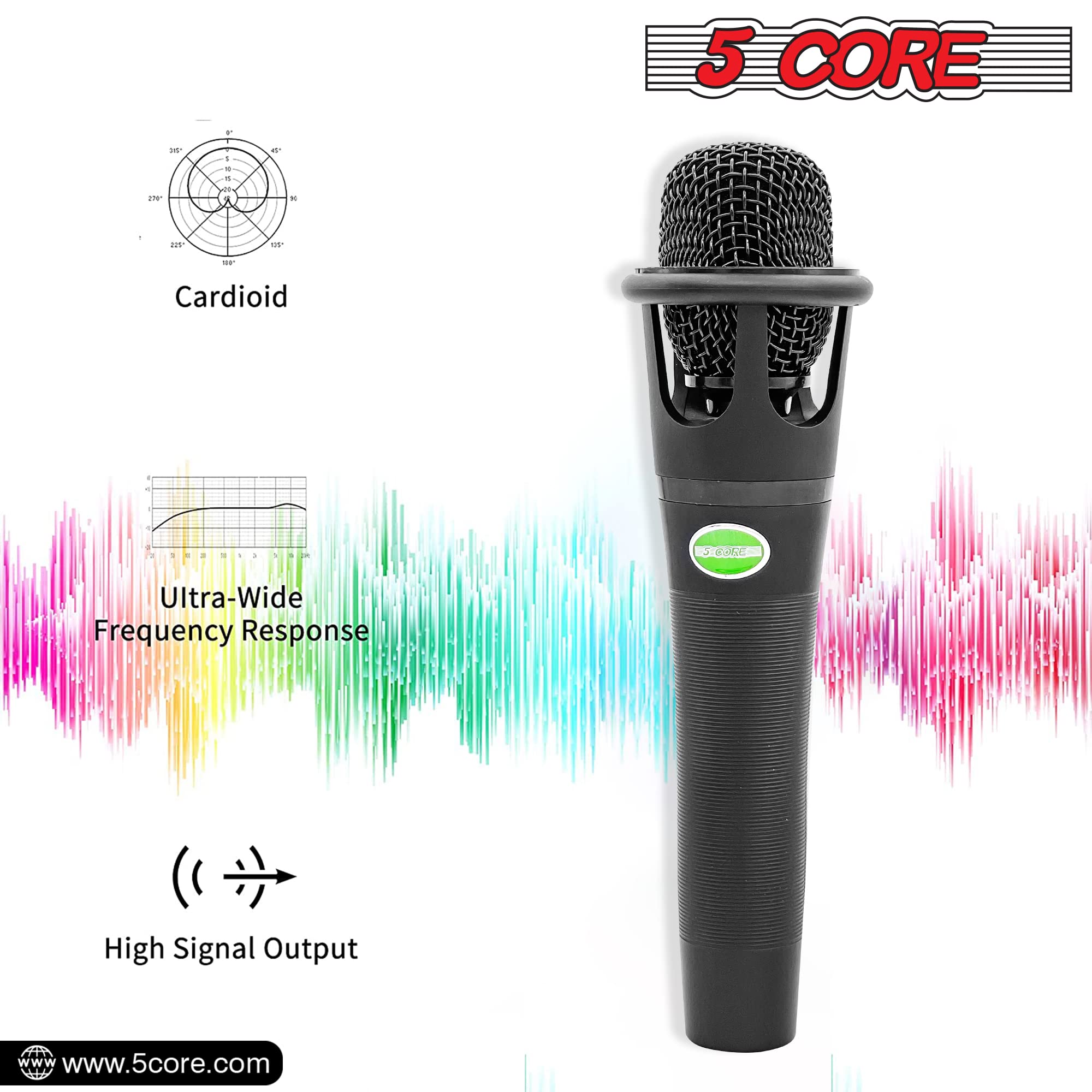 5 Core Xlr Dynamic Metal Mic Audio, Ideal For Singing, Captures Source Sound, Sturdy & Durable, Includes Xlr Cable
