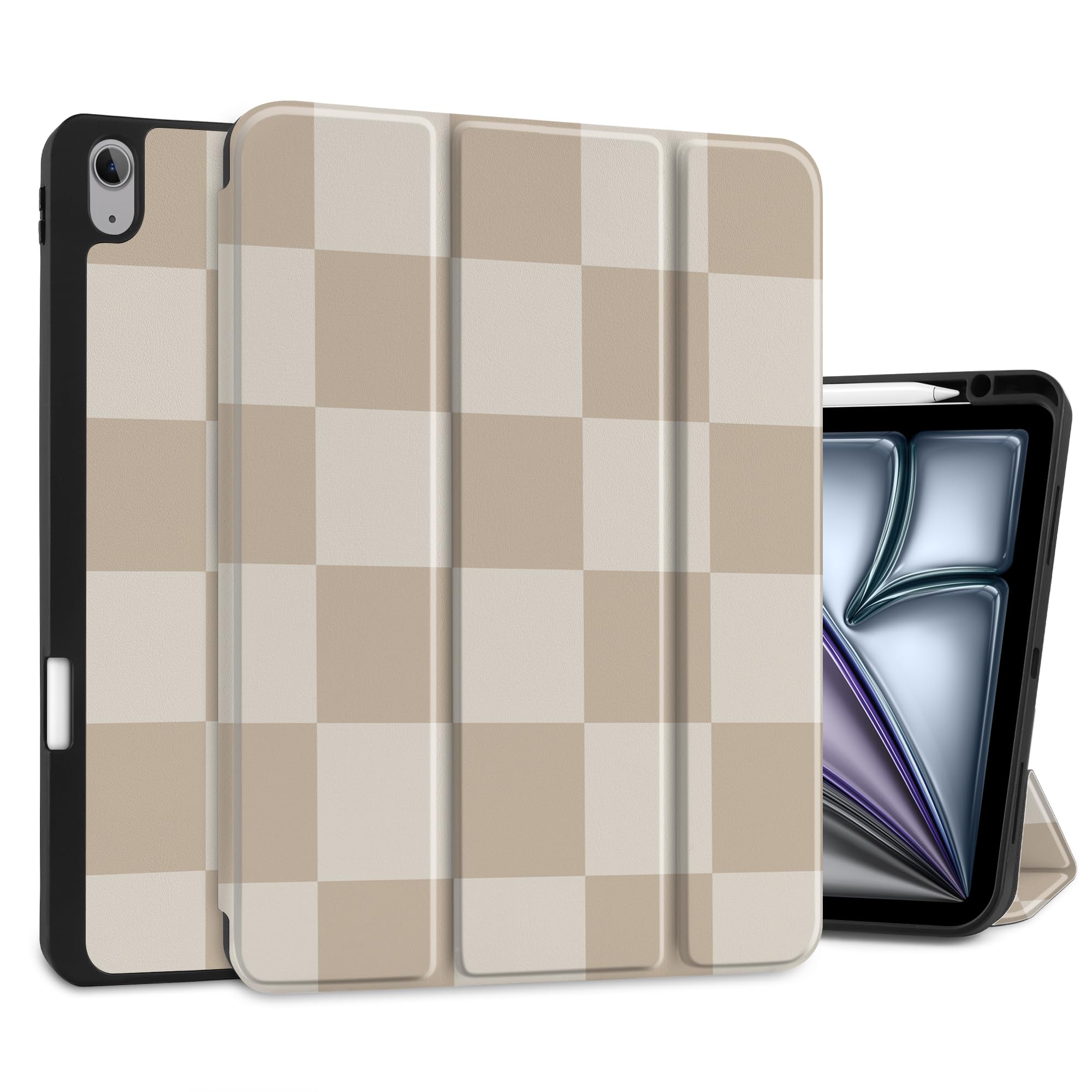 DONGKE for iPad Air 13 Inch Case M3 2025, M2 2024 - [Built-in Pencil Holder] Slim Trifold Stand Shockproof Protective Cover with