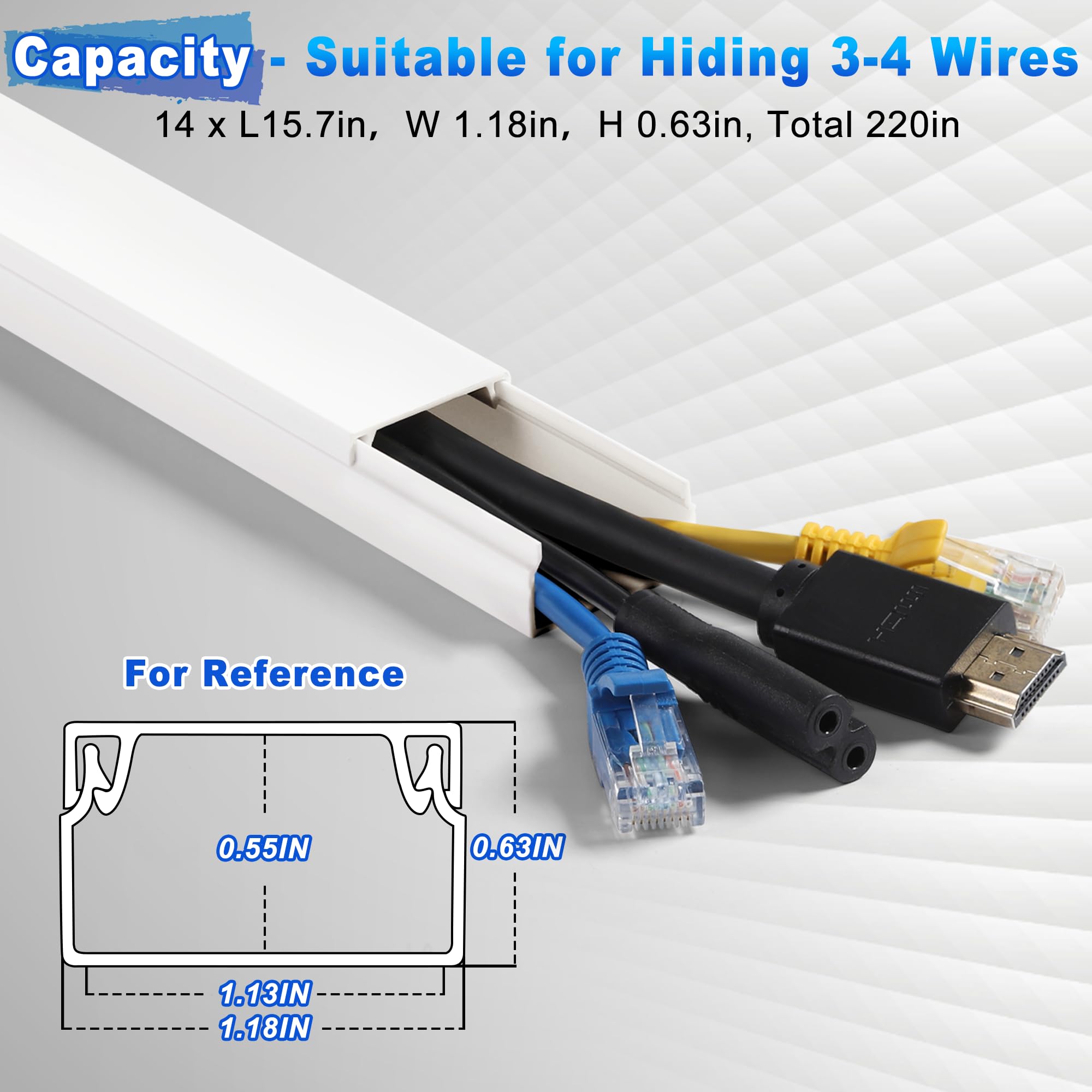 220In Wall Cord Hider Kit, Lzeoy Large Capacity Wire Hider For Cords, White Cable Cover Wall Kit, Paintable Hide Tv Cords For Wa