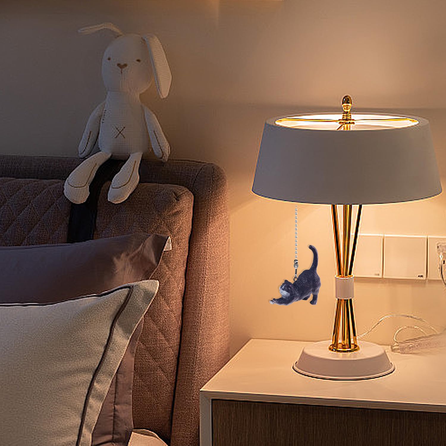 Dotlite Cat Ceiling Fan Pull Chain,Cute Realistic Stretching Cat Fan String Pulls Charm Extension Decorative,12In 3Mm Diameter B