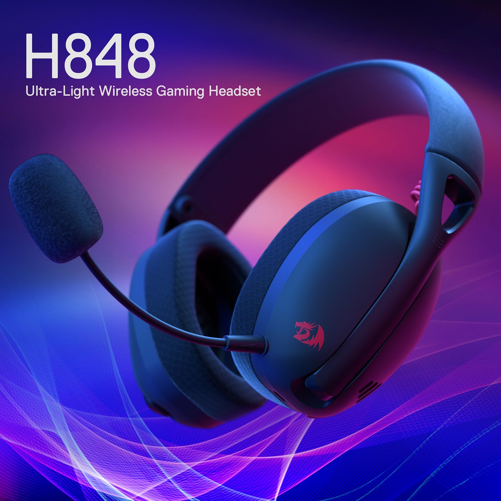 Redragon H848 Bt Wireless Gaming Headset - Lightweight - 7.1 Surround Sound - 40Mm Drivers - Detachable Microphone - Multi Platf