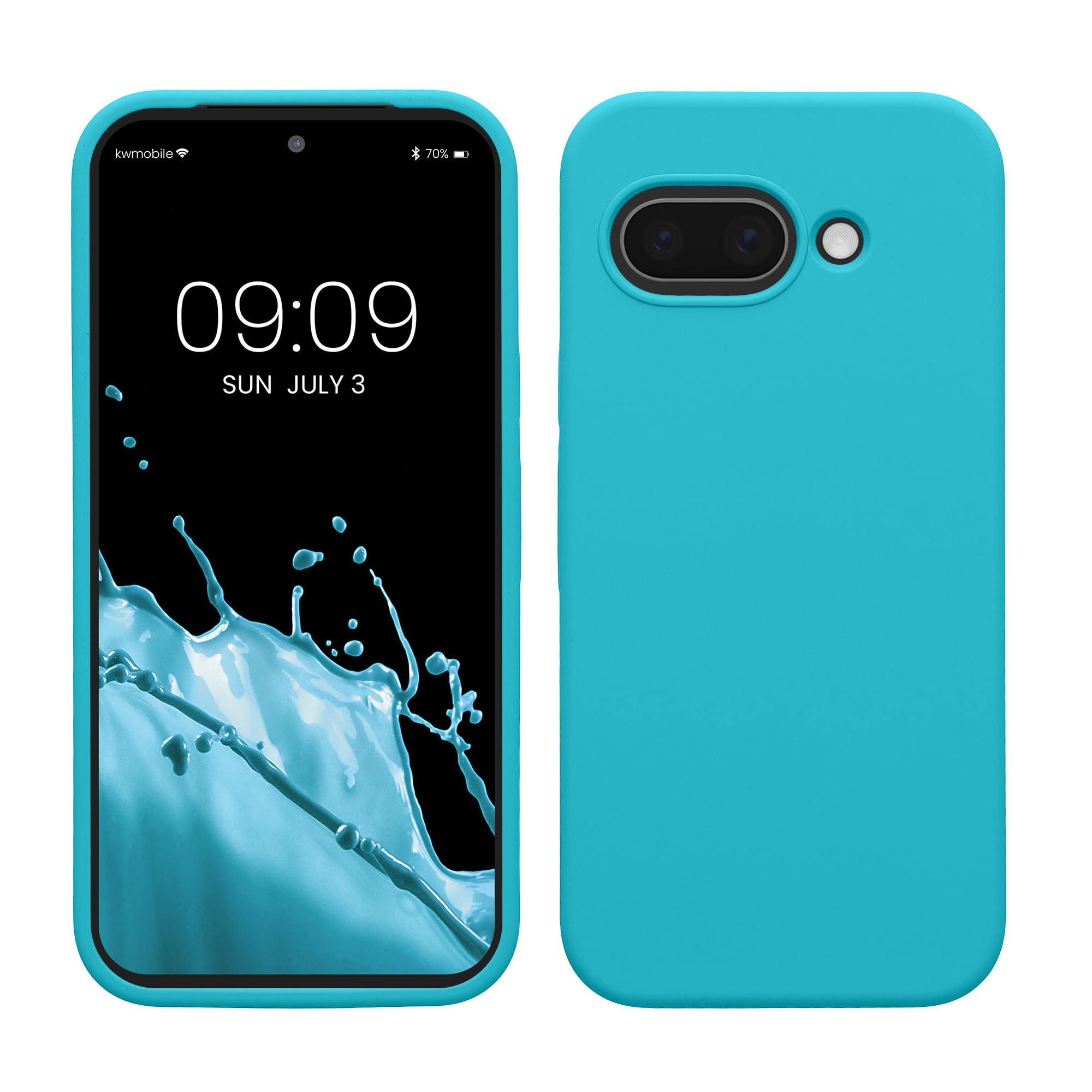 kwmobile Case Compatible with Google Pixel 9a Case - TPU Silicone Phone Cover with Soft Finish - Cool Glacier