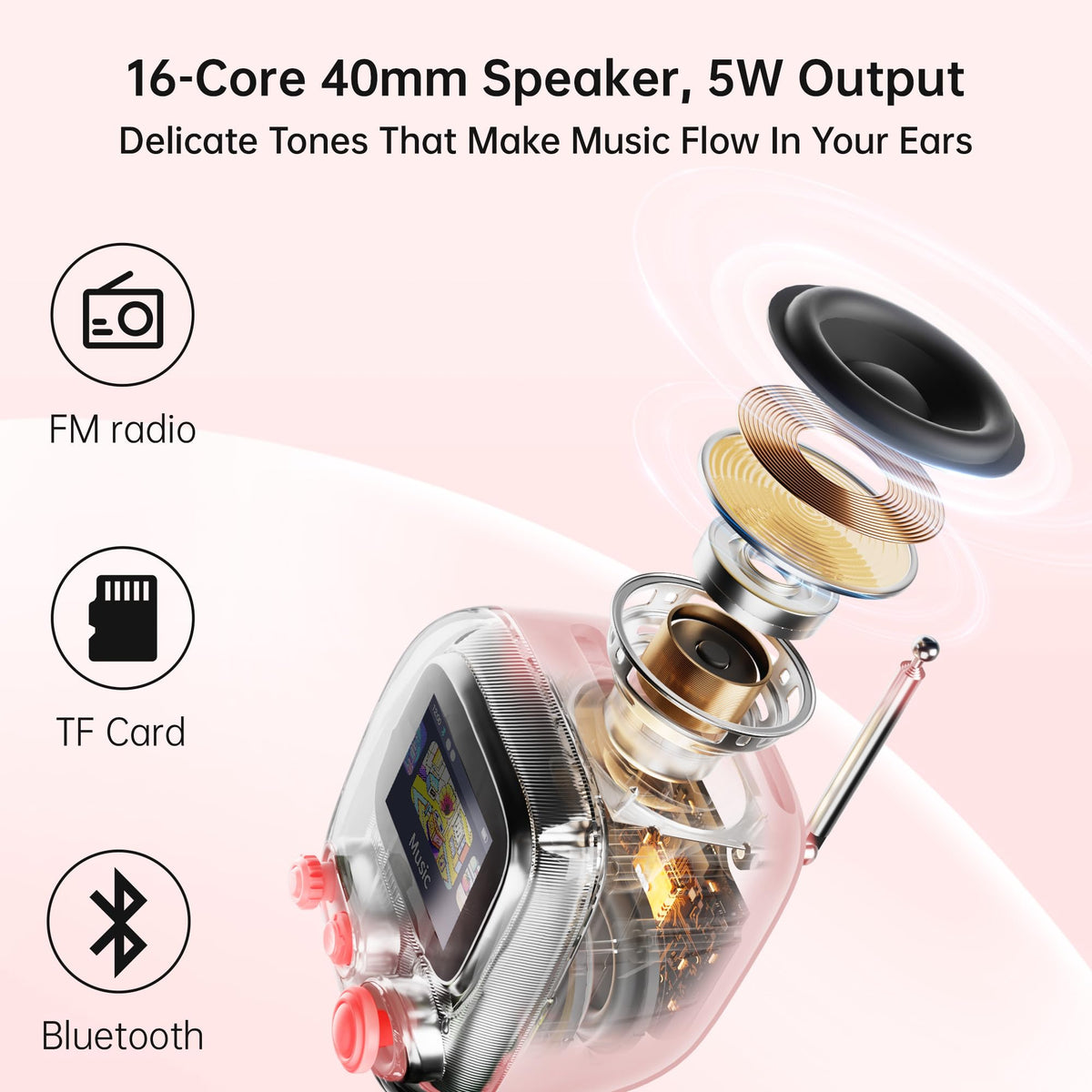 Divoom Tiivoo 2 Retro Bluetooth Speaker With Fm Radio,Pixel Art Portab ...