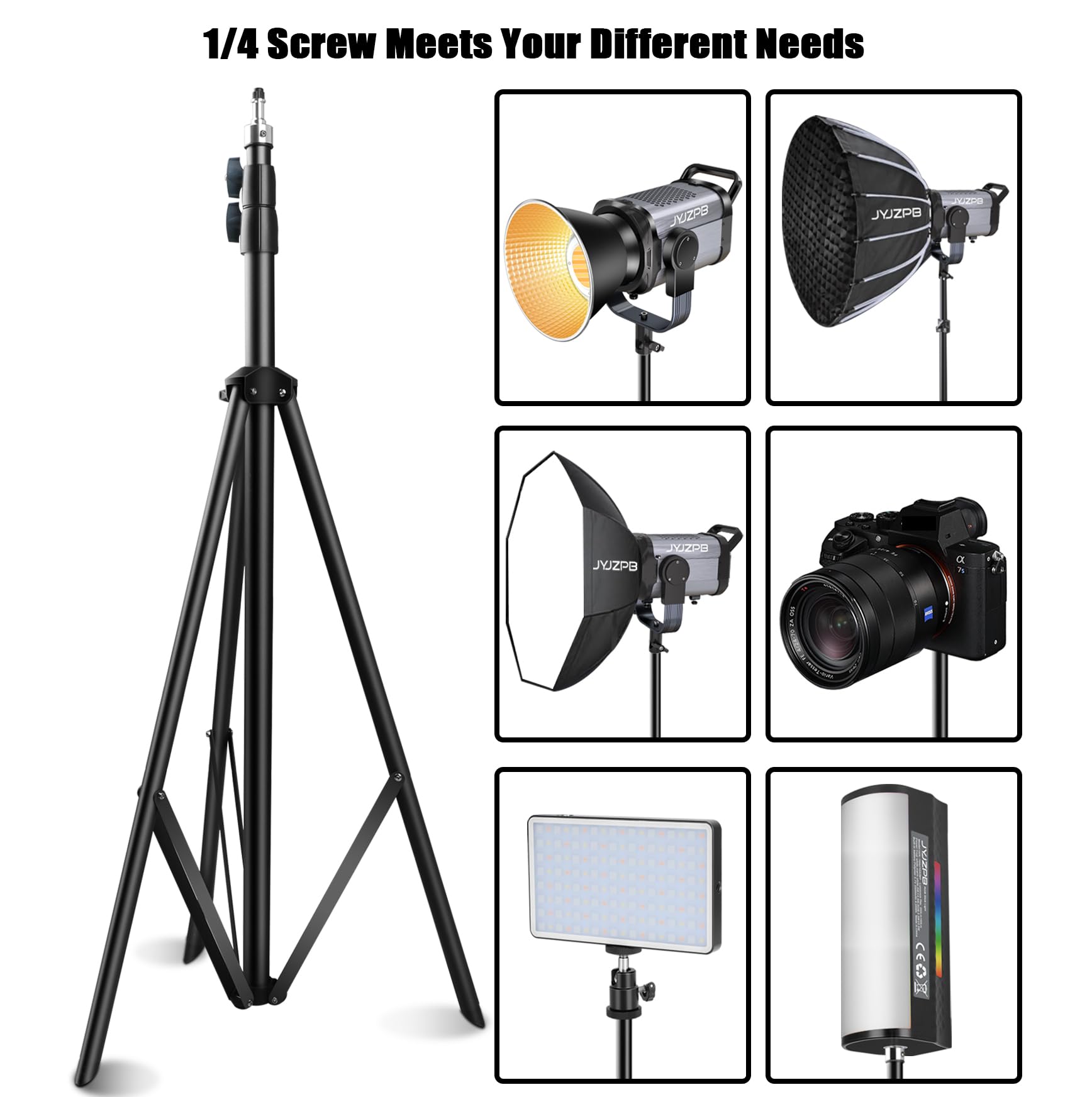 Jyjzpb Photography Light Stand 110/9.5Ft/280Cm, Heavy Duty Light Stand With 1/4 Screw For Softbox, Strobe, Led Video Light, Ri