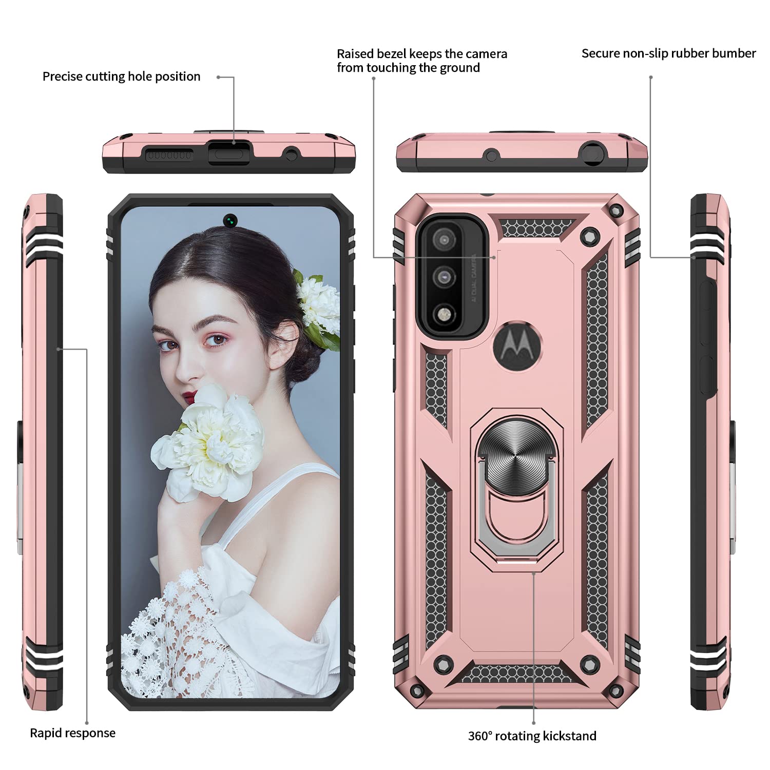 Leyi For Motorola Moto G Play 2023 Phone Case, Moto G Pure/G Power Case 2022 With 2 Pcs Tempered Glass Screen Protector, Militar