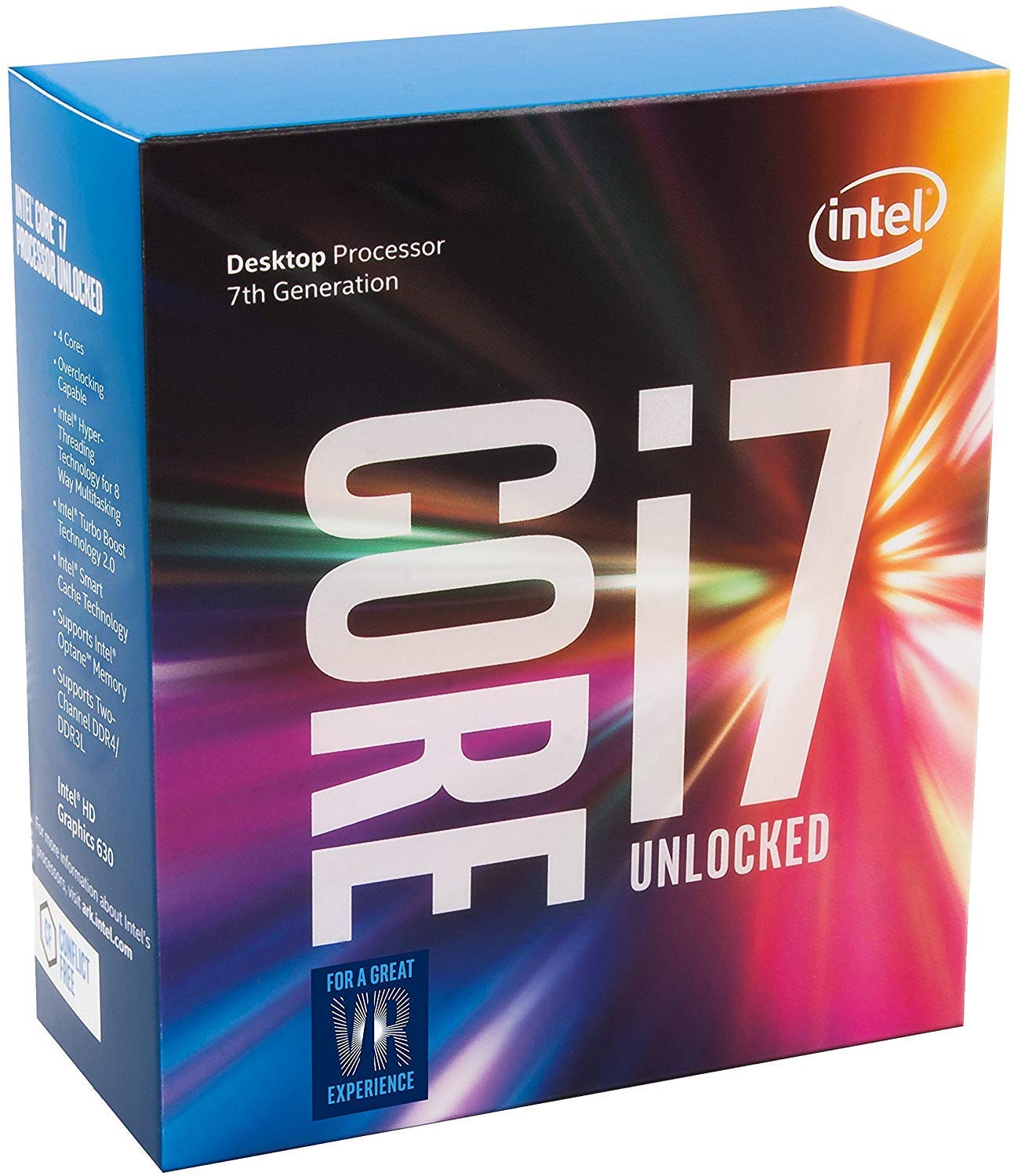 Intel Core i7-7700K Desktop Processor 4 Cores up to 4.5 GHz Unlocked LGA 1151 100/200 Series 91W