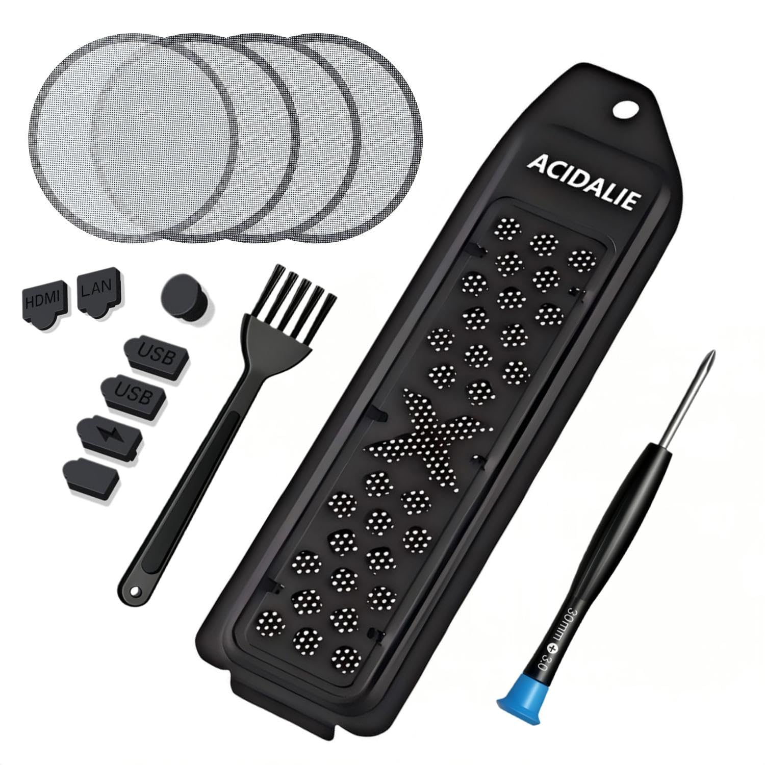 ACIDALIE PS5 Dust Protection and Cooling Kit, Premium Mesh Filter System with Port Plugs, High-Density Breathable Design for Pla