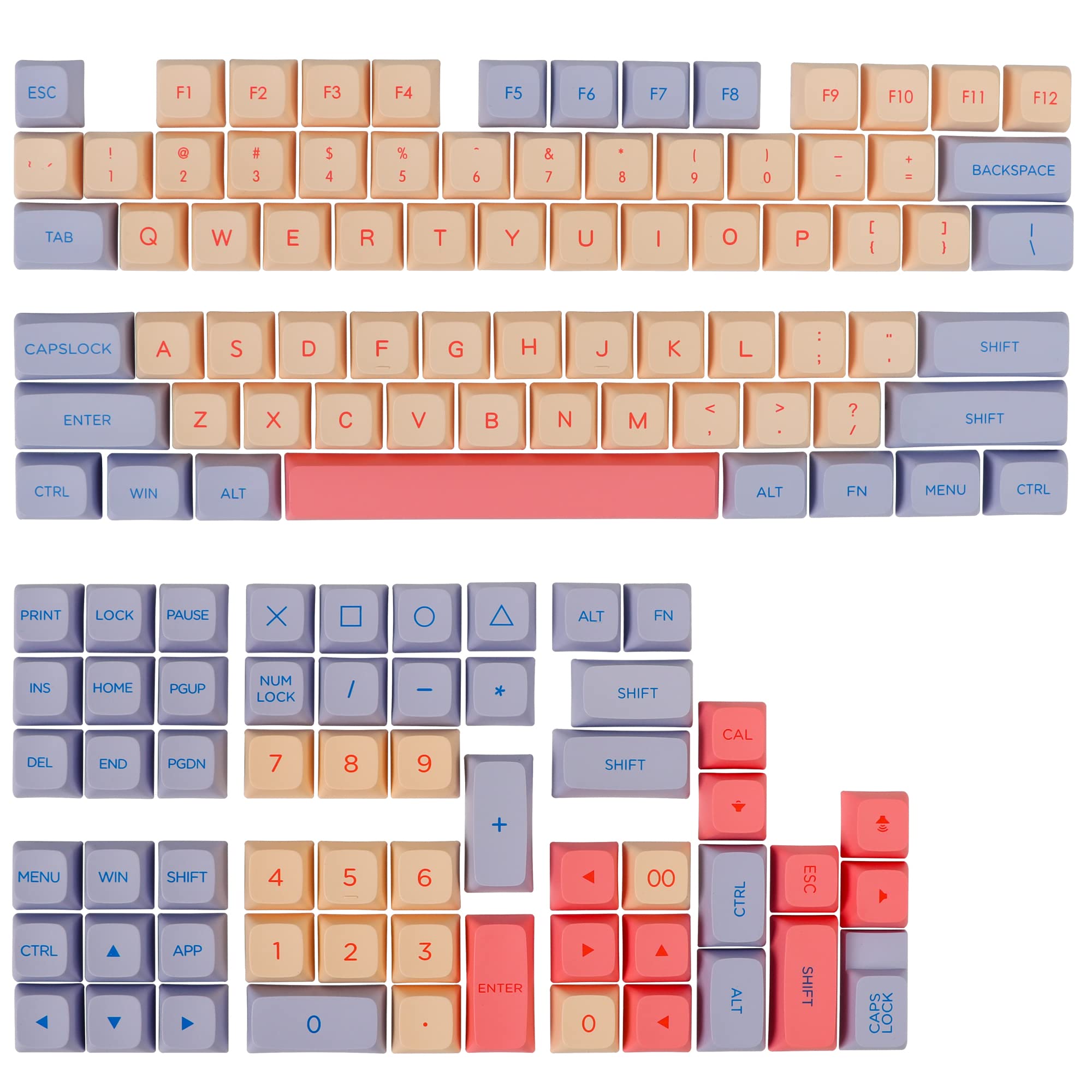 Mosptnspg Xda Pbt Keycap, 133 Key Sublimation Custom Key Cap Set For Cherry Mx/Kaihua Switches Mechanical Gaming Keyboard