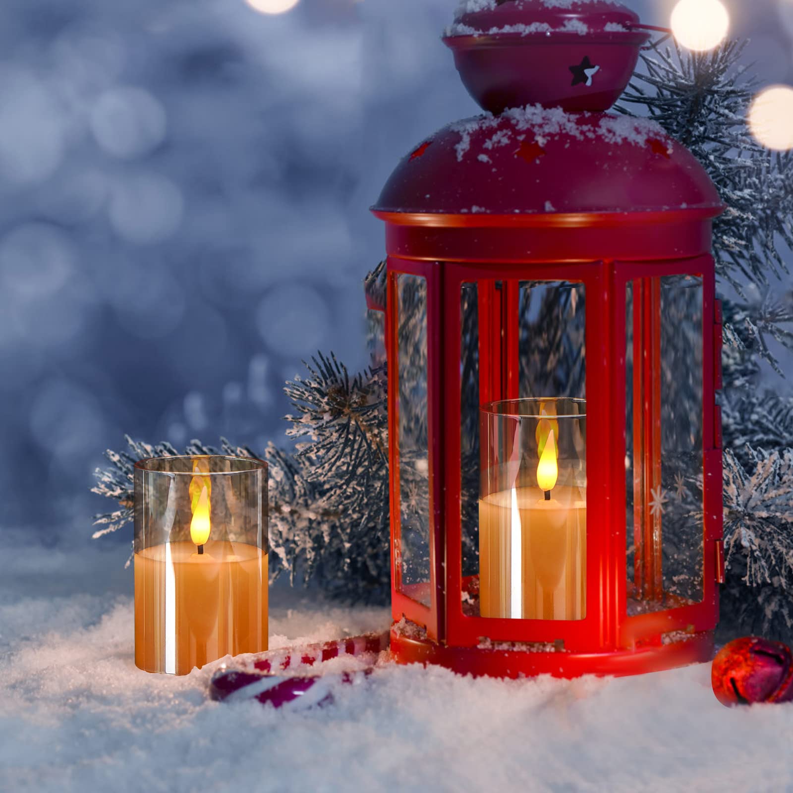 Viodaim 6Pack Glass Flameless Candles With Remote, Real Wax Small Battery Candles, Led Candles Flickering Electric Candles, Flam