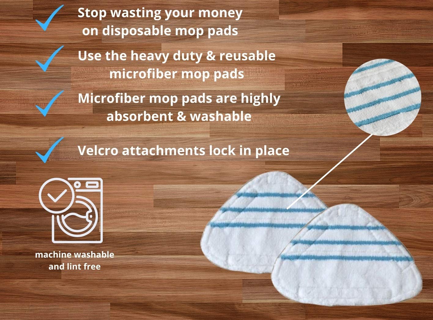 True & Tidy, Extra Thick Mop Pad Pack Refill For Stm 500, Stm 700, And Stm 700A Steam Mops, Fits Other Steam Mops, Machine Washa