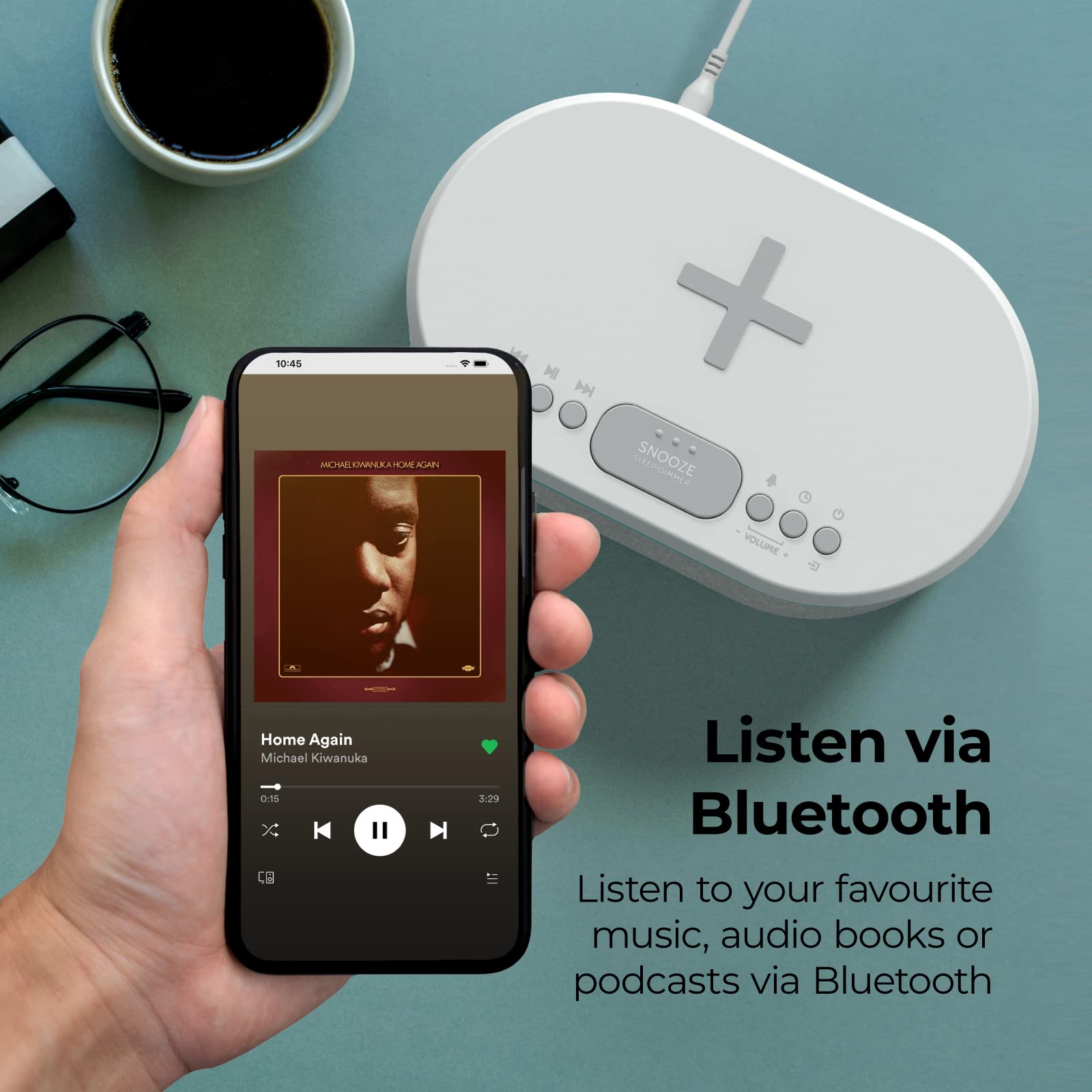 I Box Bedside Radio Alarm Clock With Usb Charger, Bluetooth Speaker, Qi Wireless Charging, Dual Alarm Dimmable Led Display (Whit