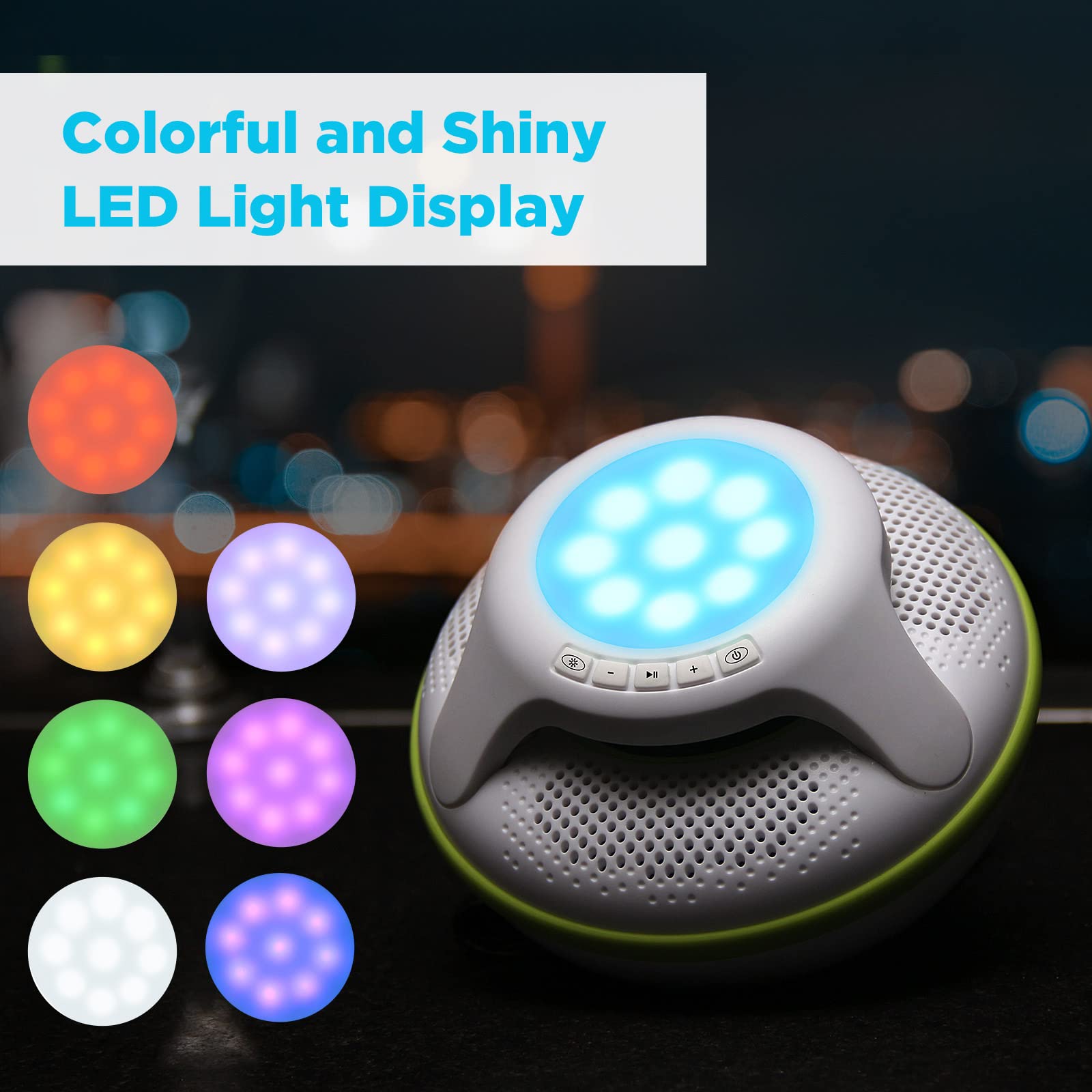 Portable Bluetooth Speakers,Wireless Floating Speaker Stereo With Waterproof Ipx7 And Colorful Led Light,10 Meters Bluetooth Ran