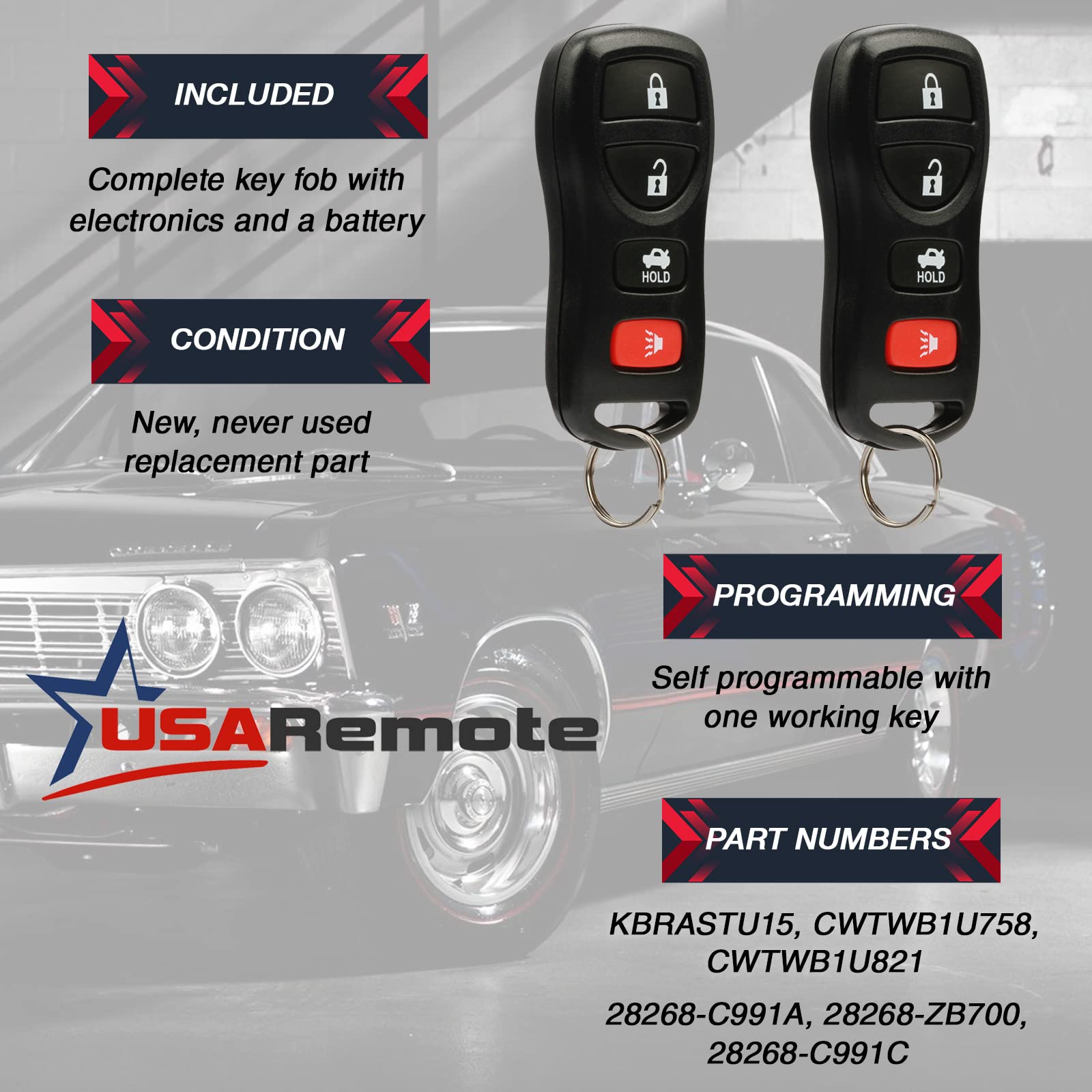 2X Usaremote Keyless Entry Remote Key Fob 4Btn For I35 G35 350Z Altima Maxima Sentra