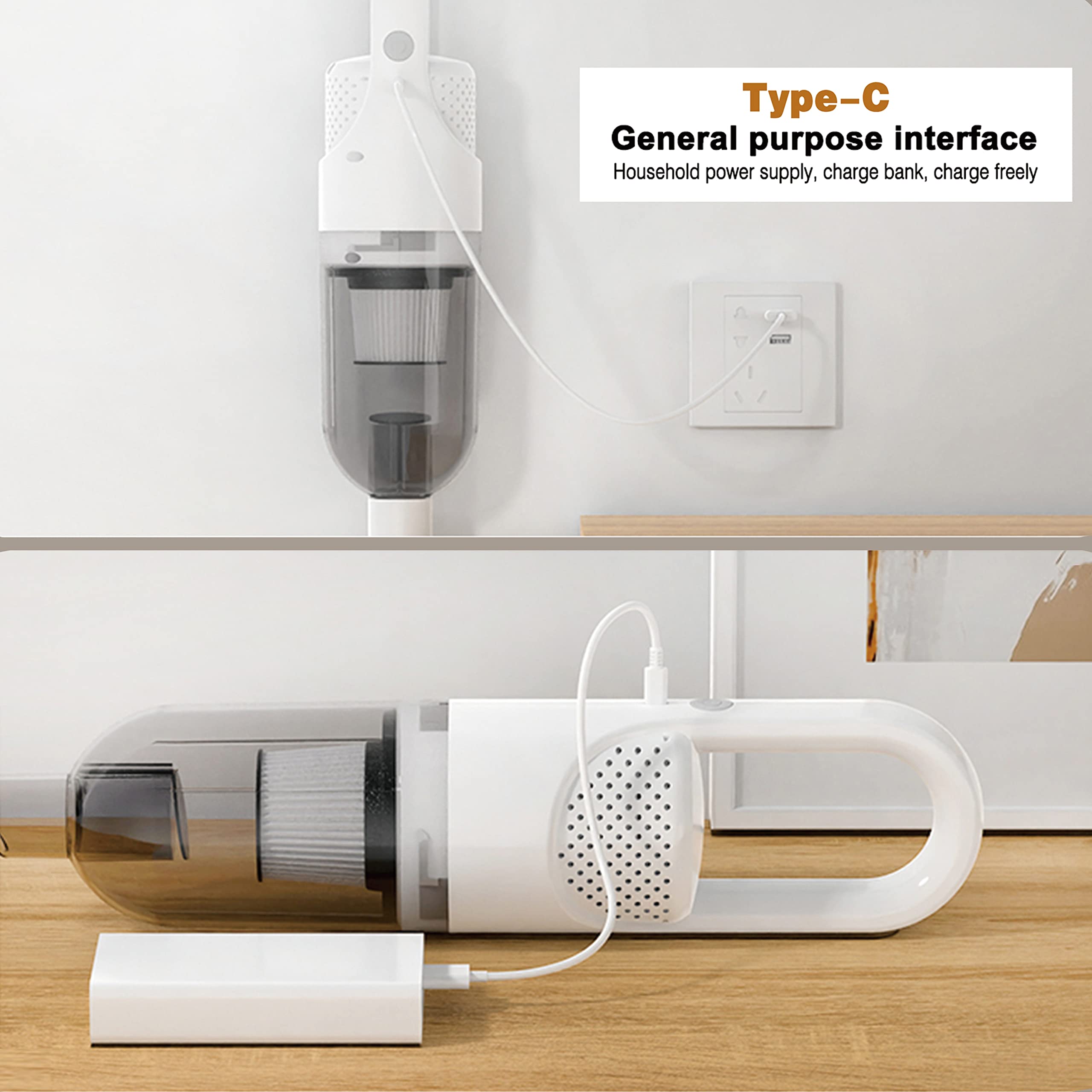 SIPPON Handheld Vacuum Cleaner 2-in-1, 100W Motor, LED Display, Lightweight, Portable, White Cordless, Model 2281