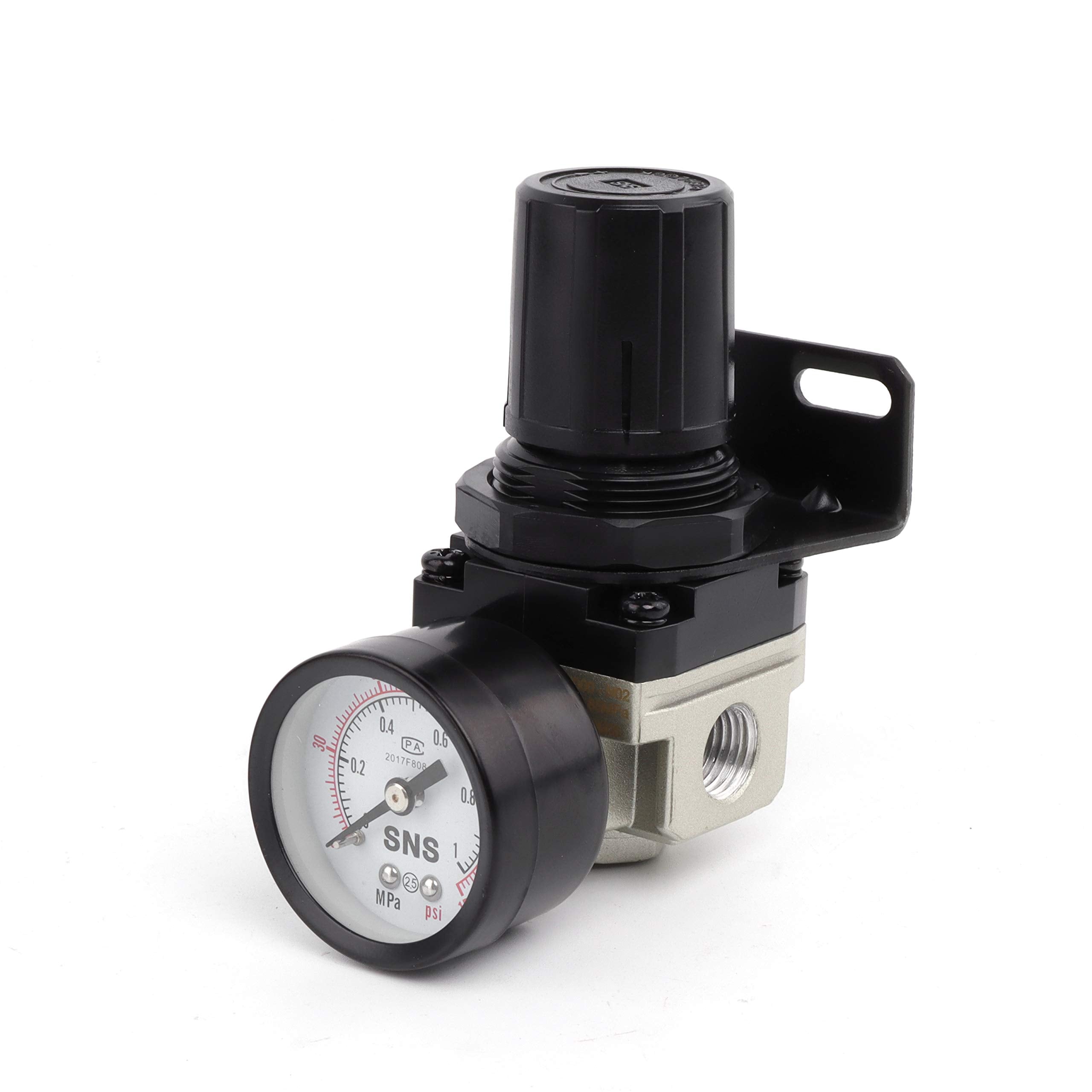 Sns Air Compressor Pressure Regulator With Bracket And Gauge Female Thread 1/4 Npt 0 150 Psi Adjustable Ar2000 N02