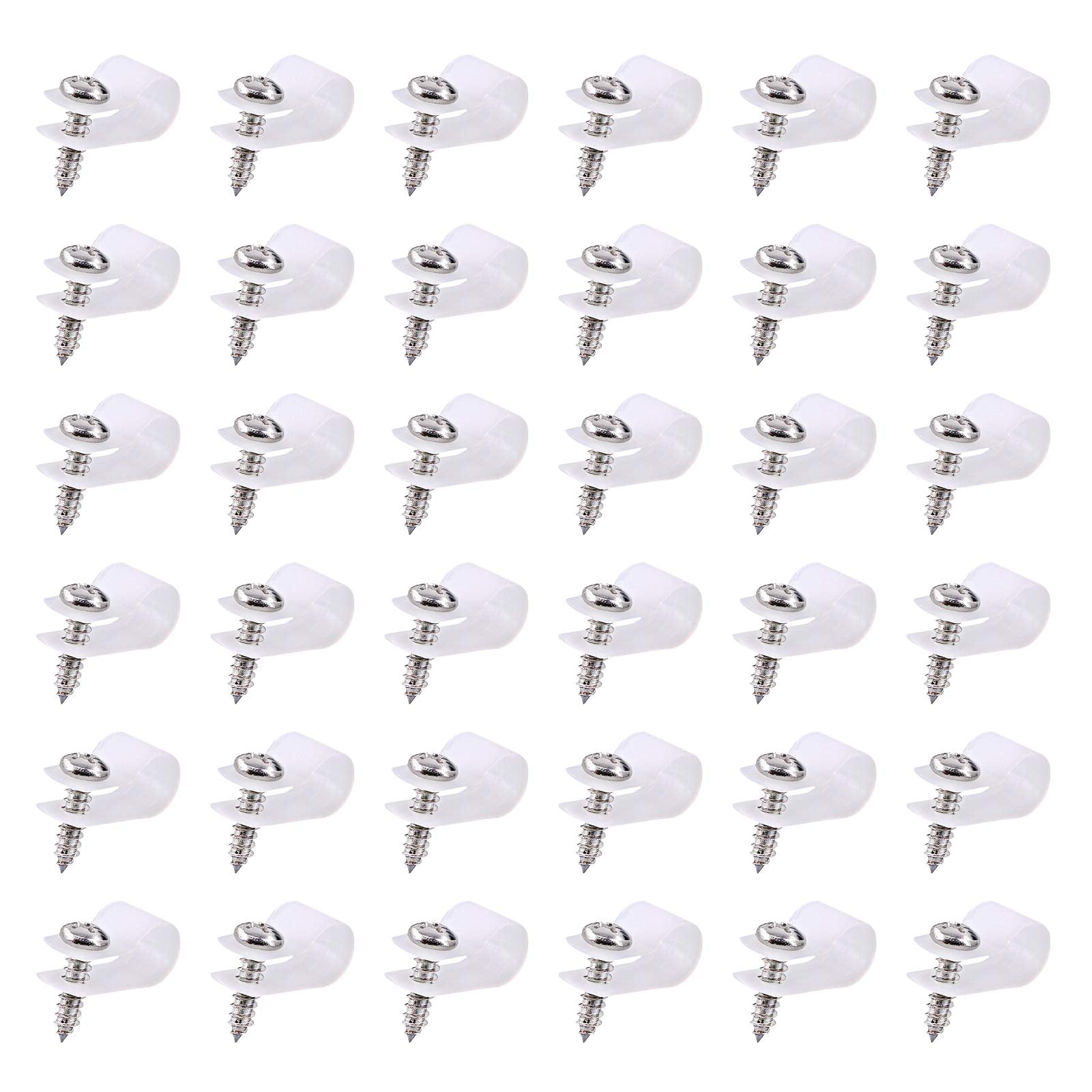 Swpeet 60 Pack White 5/16 Inch Nylon Plastic R Type Cable Clips Clamp Kit, Nylon Screw Mounting Cord Fastener Clips With 60 Pack