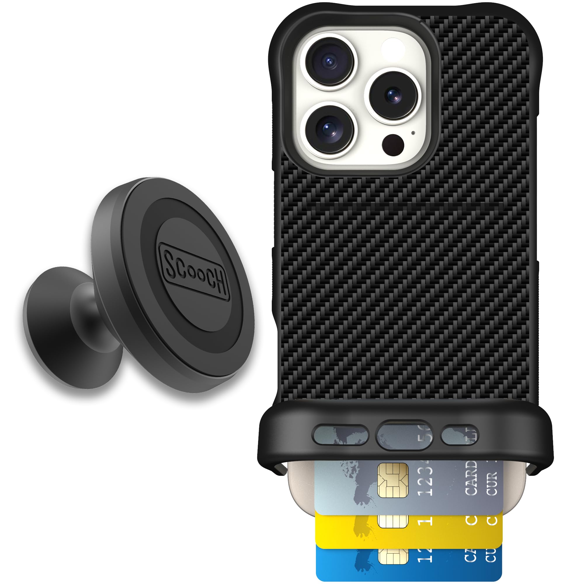 Scooch for iPhone 16 Pro Case with Card Holder, Wingmate Wallet Case with Hidden Card Slot and RFID Protection for 4 Cards, Star