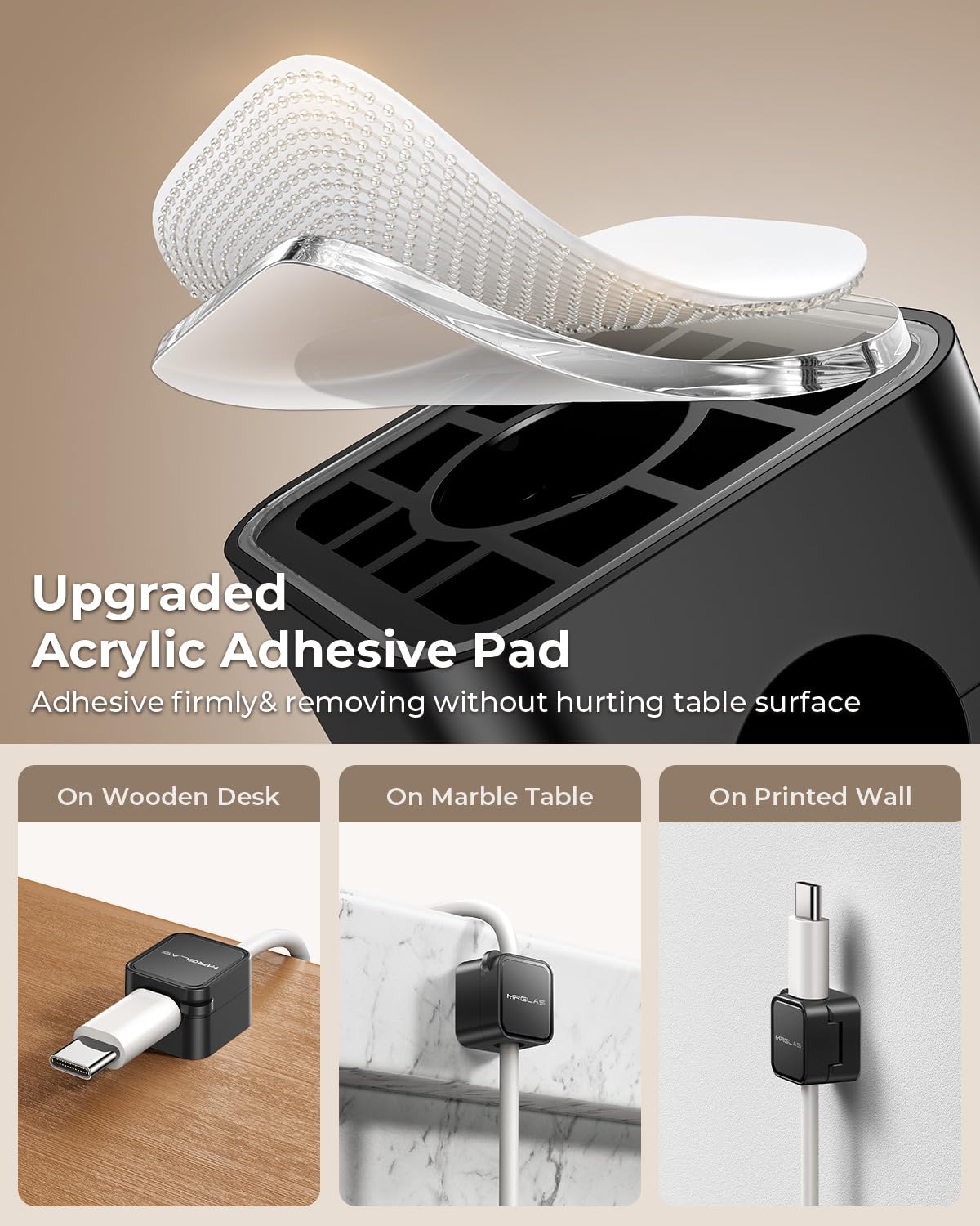 Mrglas 10 Pack Magnetic Cable Management Cord Organizer,[1S Lock] Cable Holder Clips  Desk Cable Clips [Cable Smooth Adjustable]