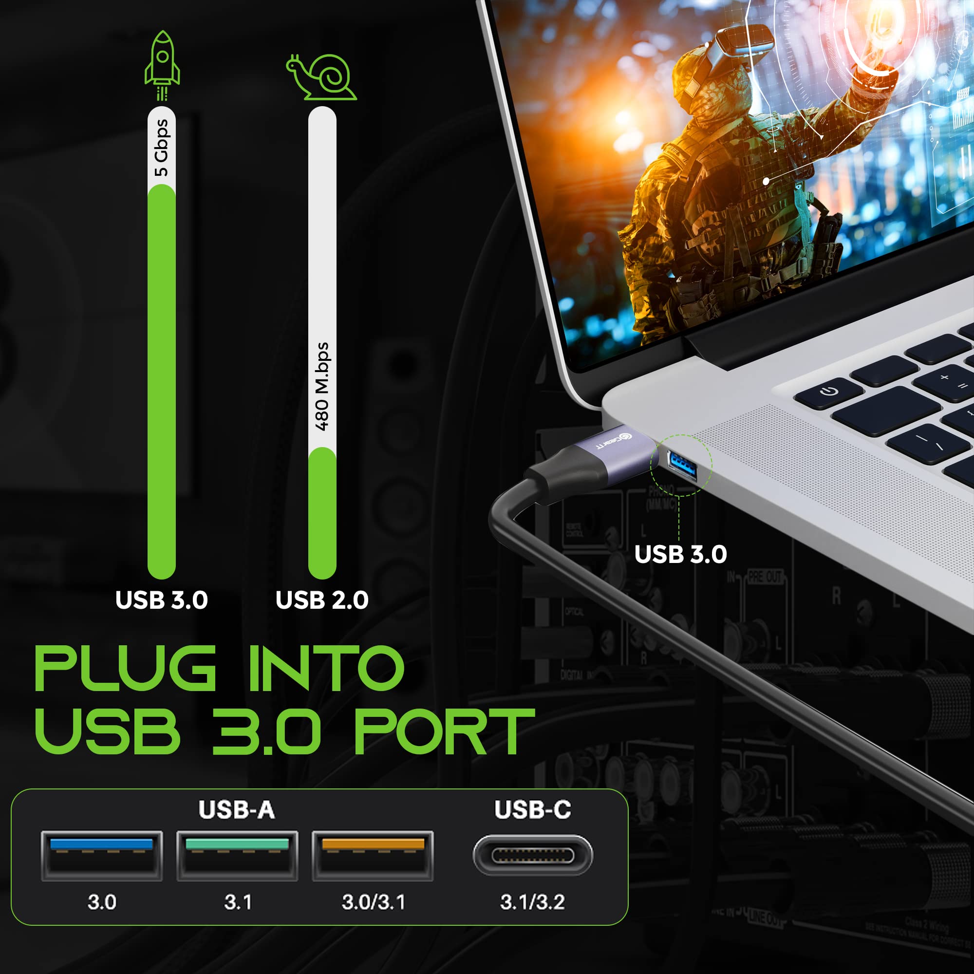 Gearit Usb 3.0 Active Extension Cable (20 Feet) A Male To A Female Usb Repeater With Signal Booster For Oculus Rift, Quest Link,