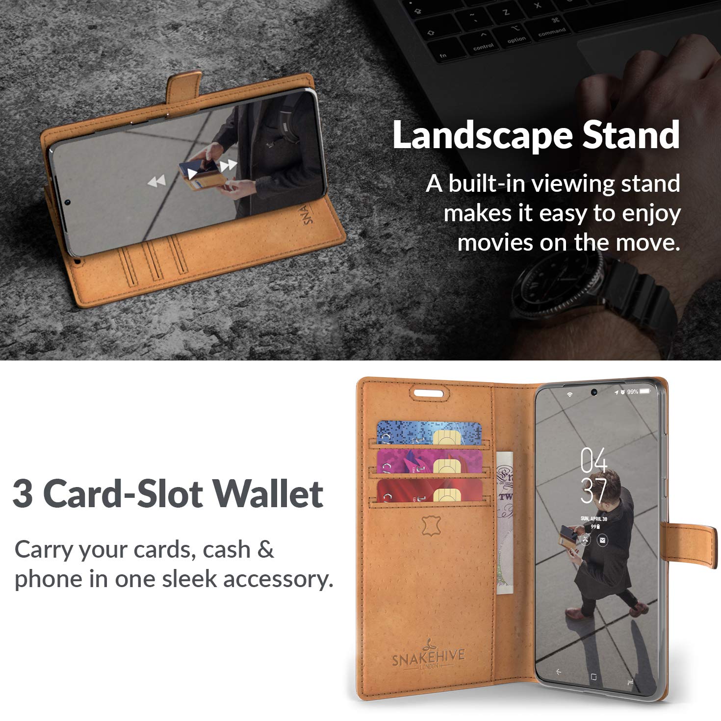 Snakehive Vintage Wallet For Samsung Galaxy S20 Ultra 5G || Real Leather Wallet Phone Case || Genuine Leather With Viewing Stand