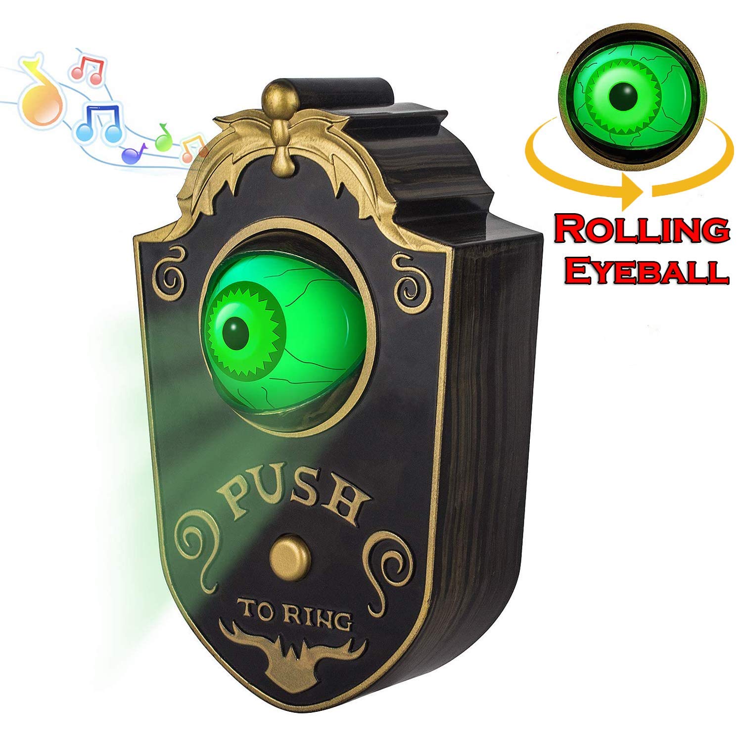 Kizbruo Halloween Decoration For Indoor & Outdoor, Talking Doorbell For Halloween Decor With Lightup Eyeball, Animated Haunted H