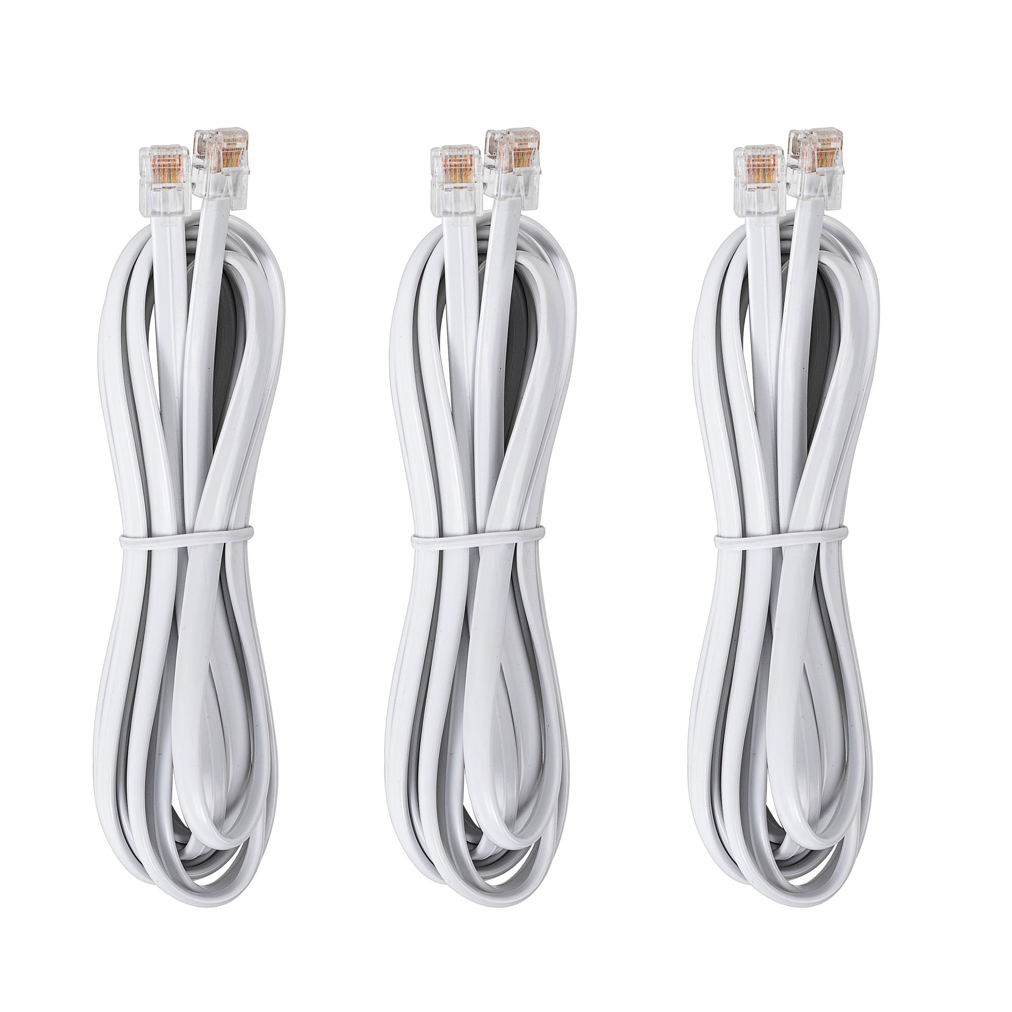 Jmzly Rj12 Cable Phone Cord Rj12 6P6C Male To Male Straight Wired For Both Data And Voice Use White   10Feet3 Pack