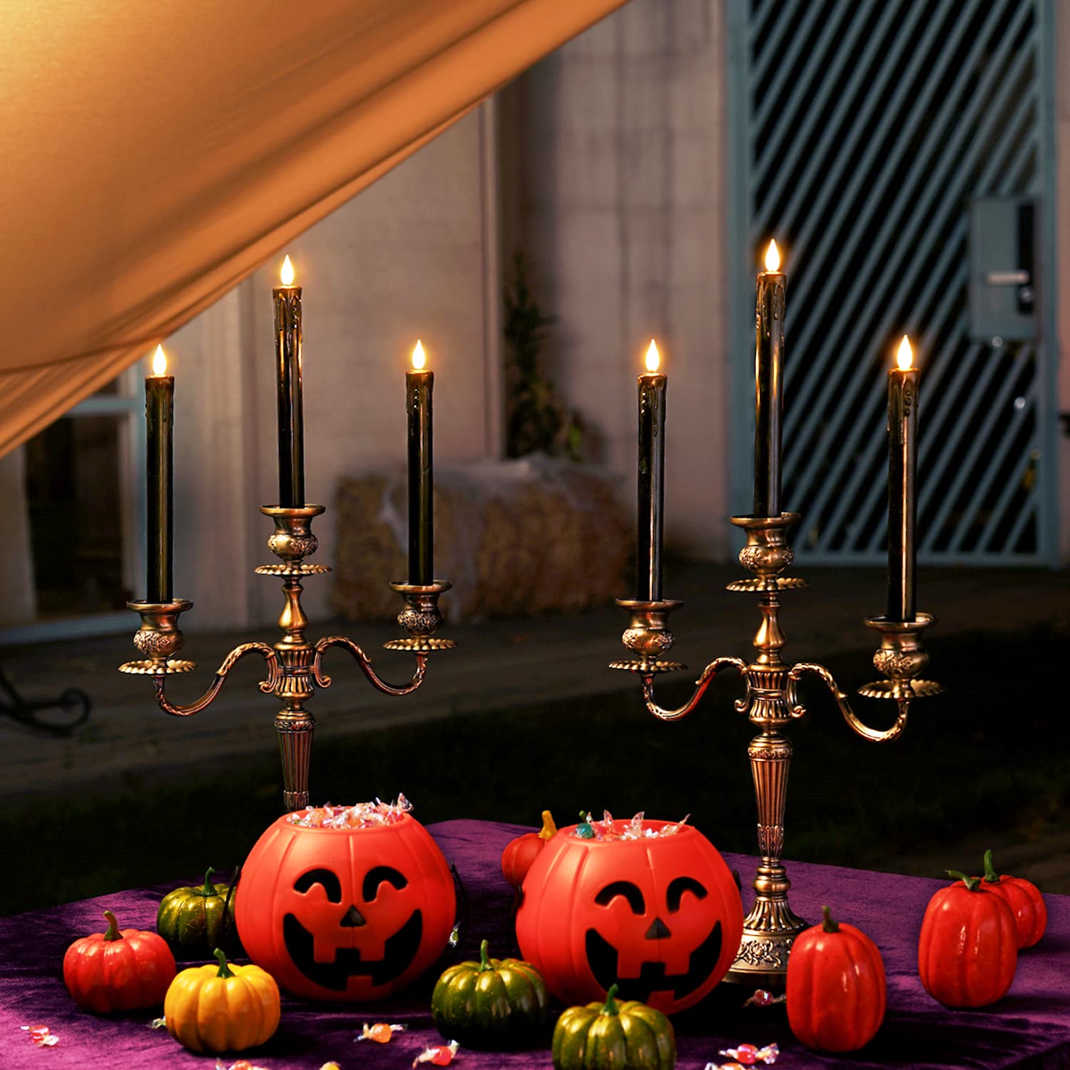 Homemory Black Flameless Taper Candles With Remote And Timer, Real Wax Led Taper Candles Battery Operated, Flickering Candle Sti