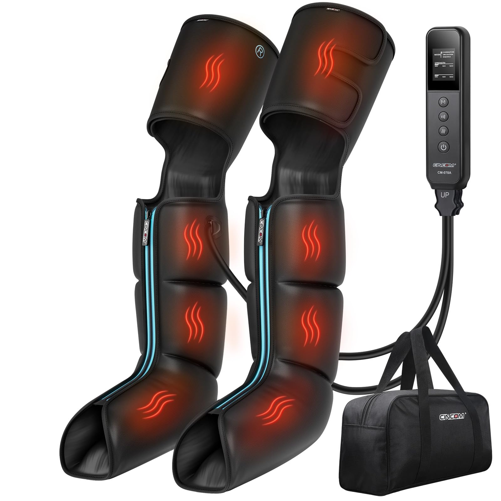 CINCOM Leg Massager with Heat and Compression, Air Compression Boots for Leg Calf & Foot Recovery, Edema Relief, FSA-HSA Eligibl