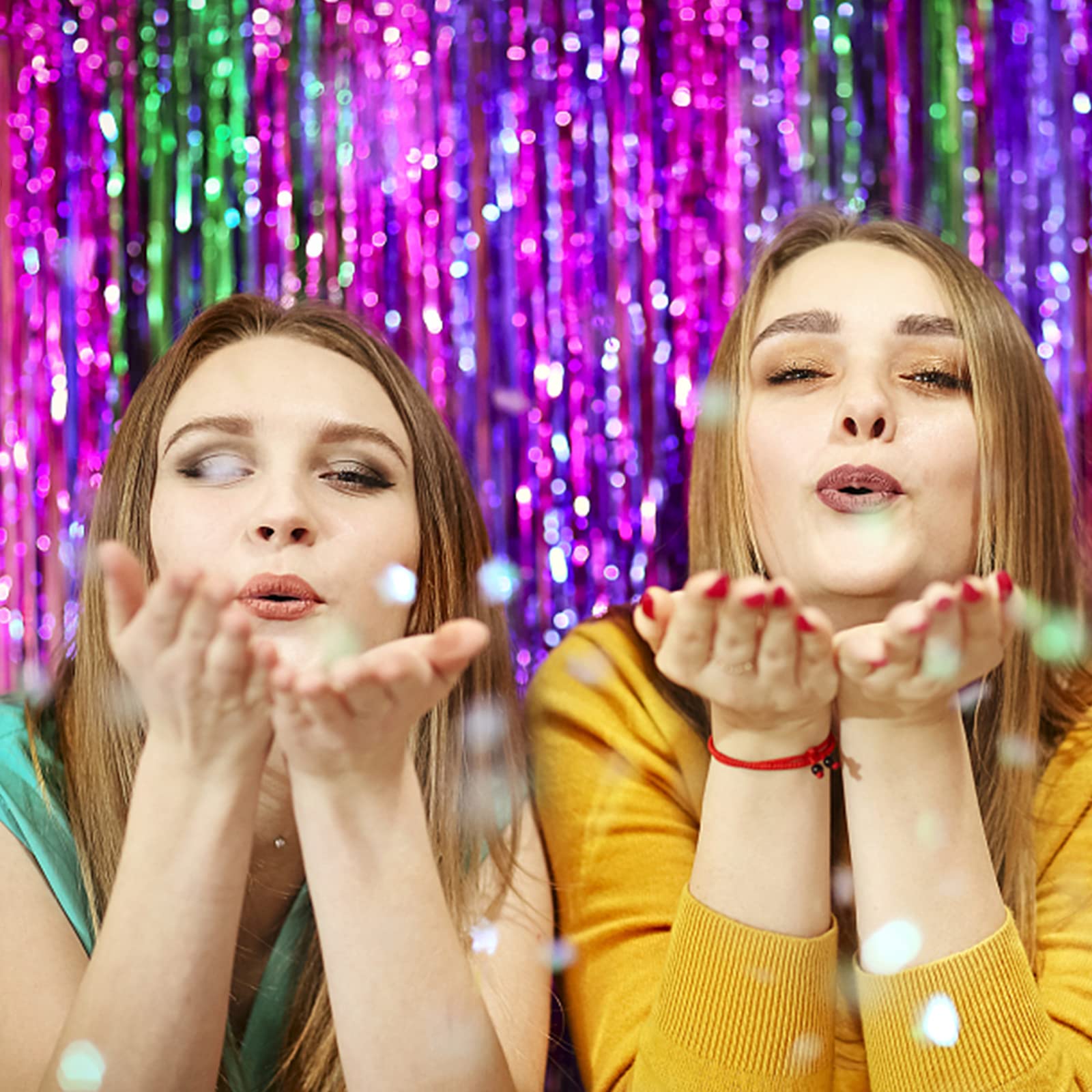 3 Pack Hot Pink Backdrop Curtain Birthday Party Decorations Tinsel Streamers Foil Fringe Backdrop New Years Bachelorette Graduat