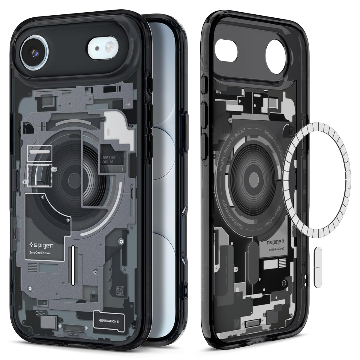 Spigen Ultra Hybrid MagFit Direct Digital Printing Case for iPhone Air [Custom Design][Compatible with Magsafe] - Zero One Black