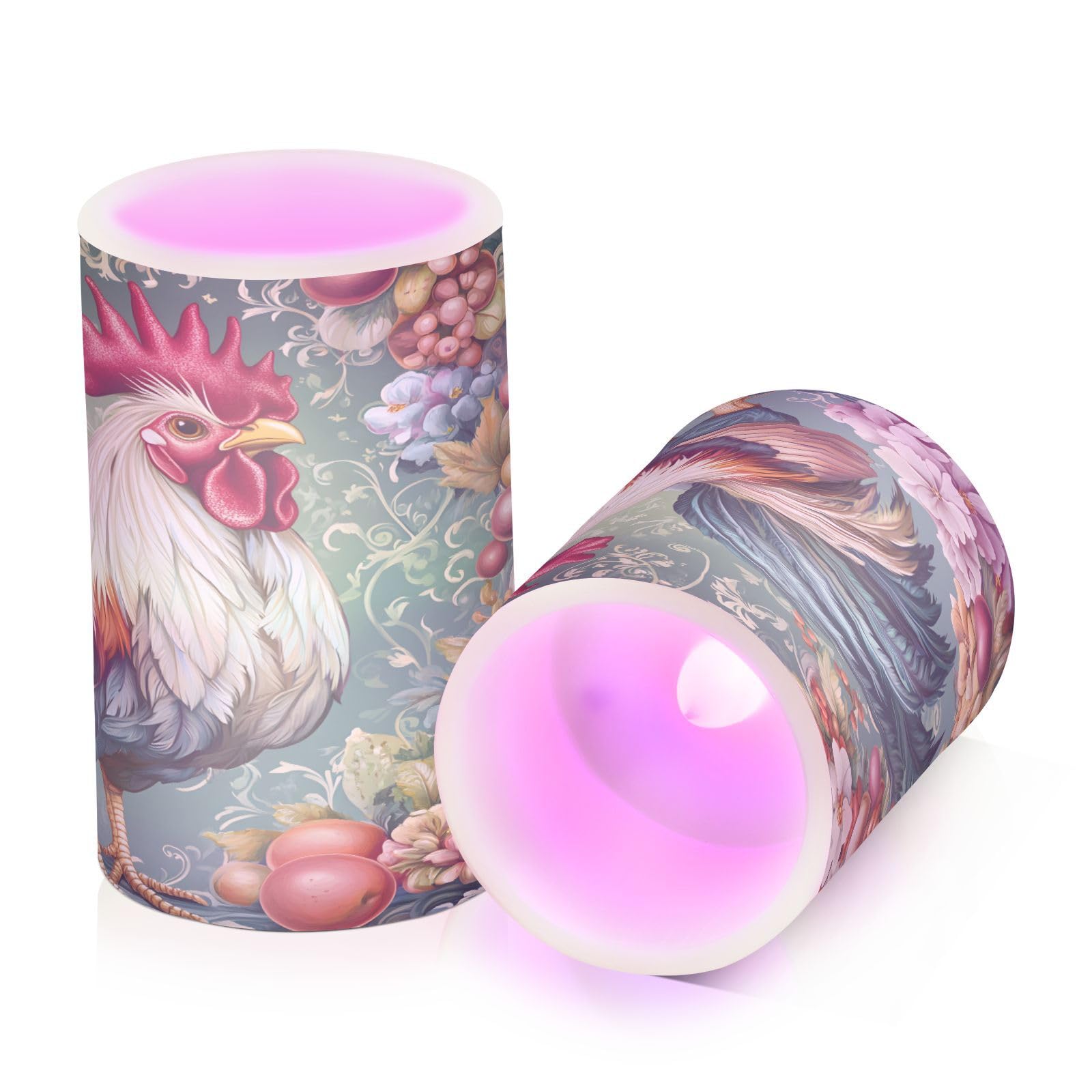 Alaza Chicken Rooster Flickering Flameless Candles Battery Operated With Remote Timer,Tea Light Candles Led Pillar Votive Candle