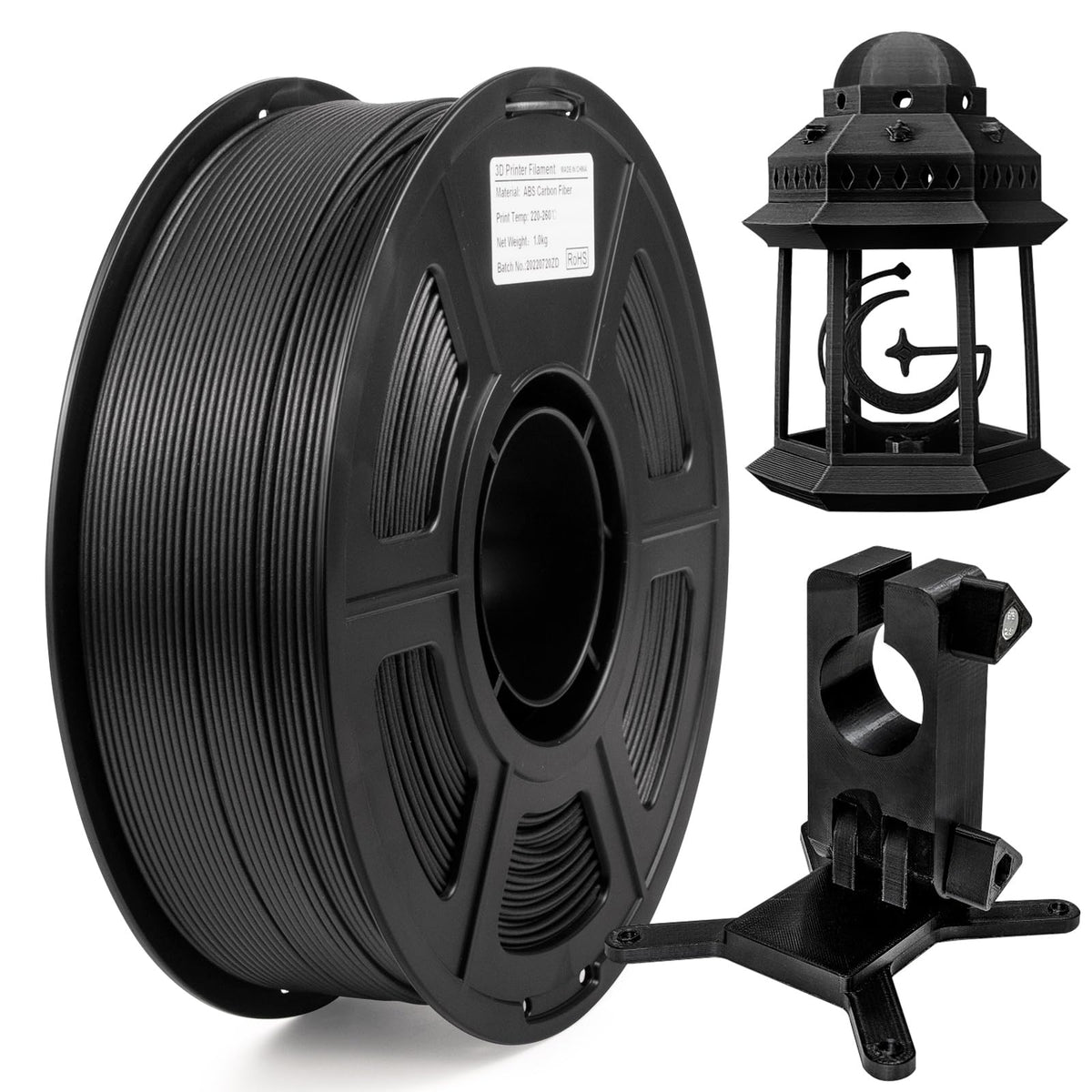 Iemai Carbon Fiber Abs Filament 1.75Mm, Tangle Free & Clog Free Black 3D Printer Filament Abs Filament, Carbon Fiber Filament 1K