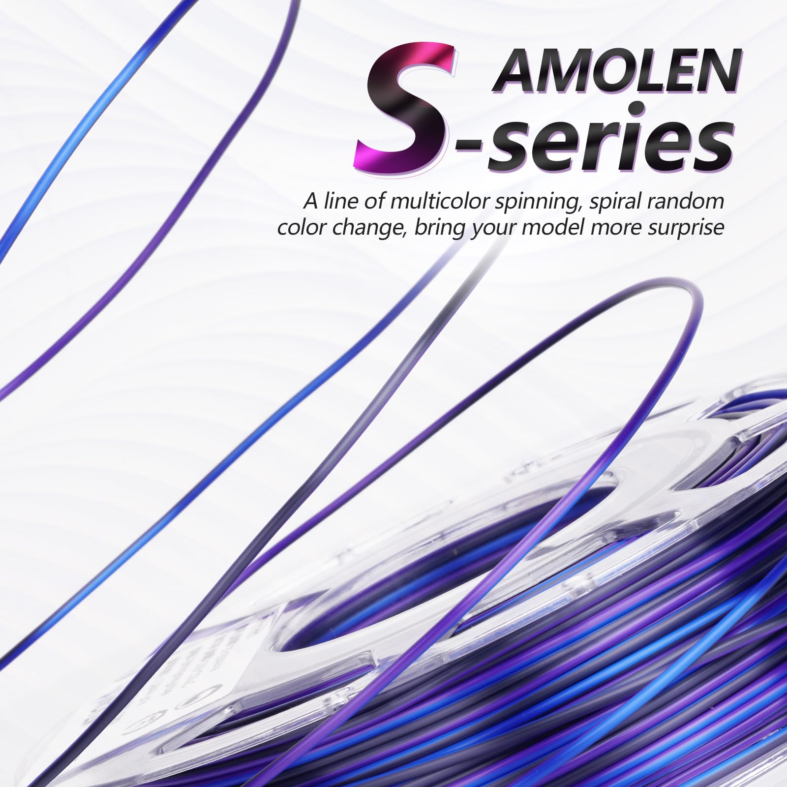 Amolen Silk Pla 3D Printer Filament Bundle, Multicolor Rainbow Pla 1.75Mm, Shiny Fast Color Change Pla Irregular Stripes 3D Prin