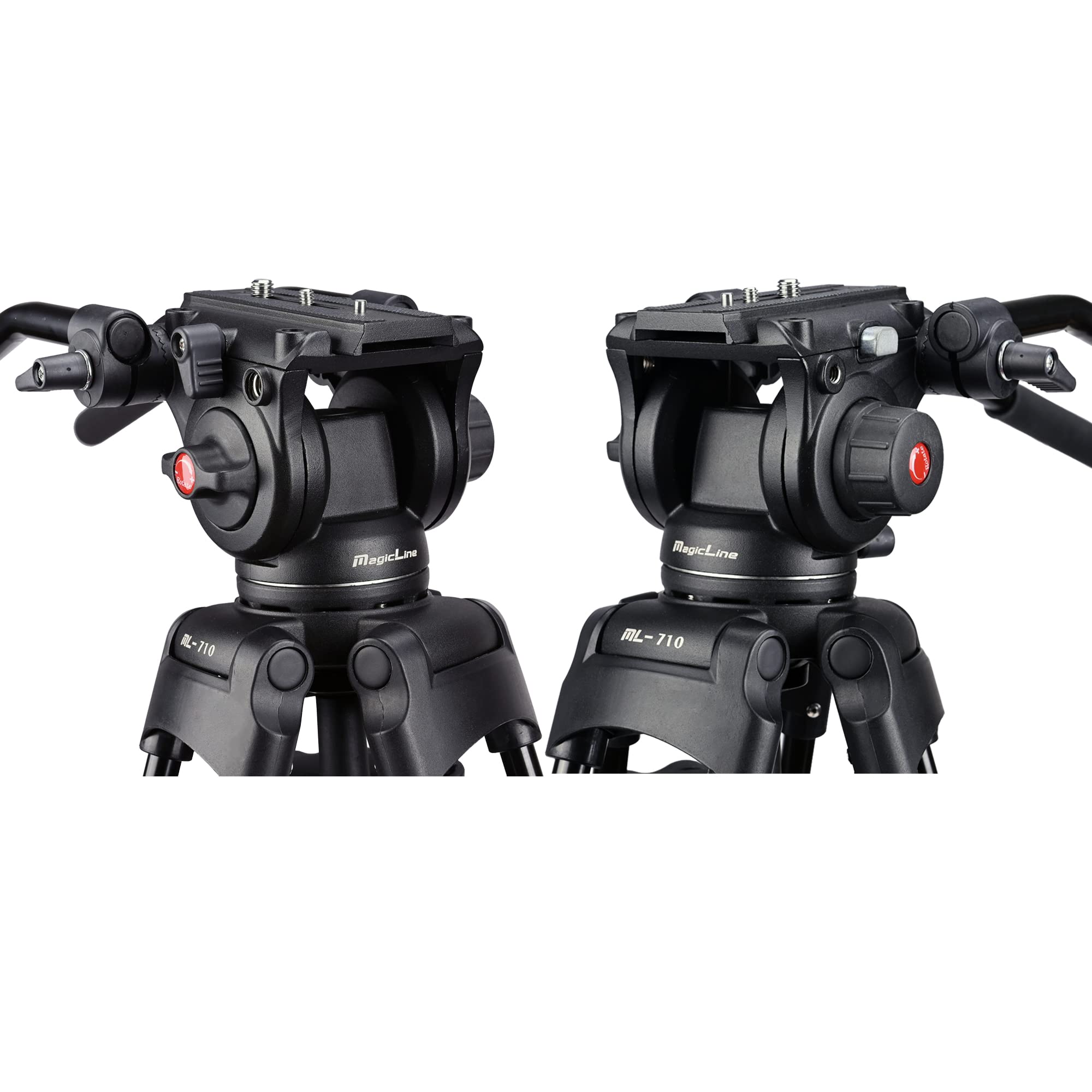 Magicline 70.9 Inch Heavy Duty Aluminum Video Camera Tripod With Fluid Head, 2 Pan Bar Handles,Extendable Mid Level Spreader, Ma