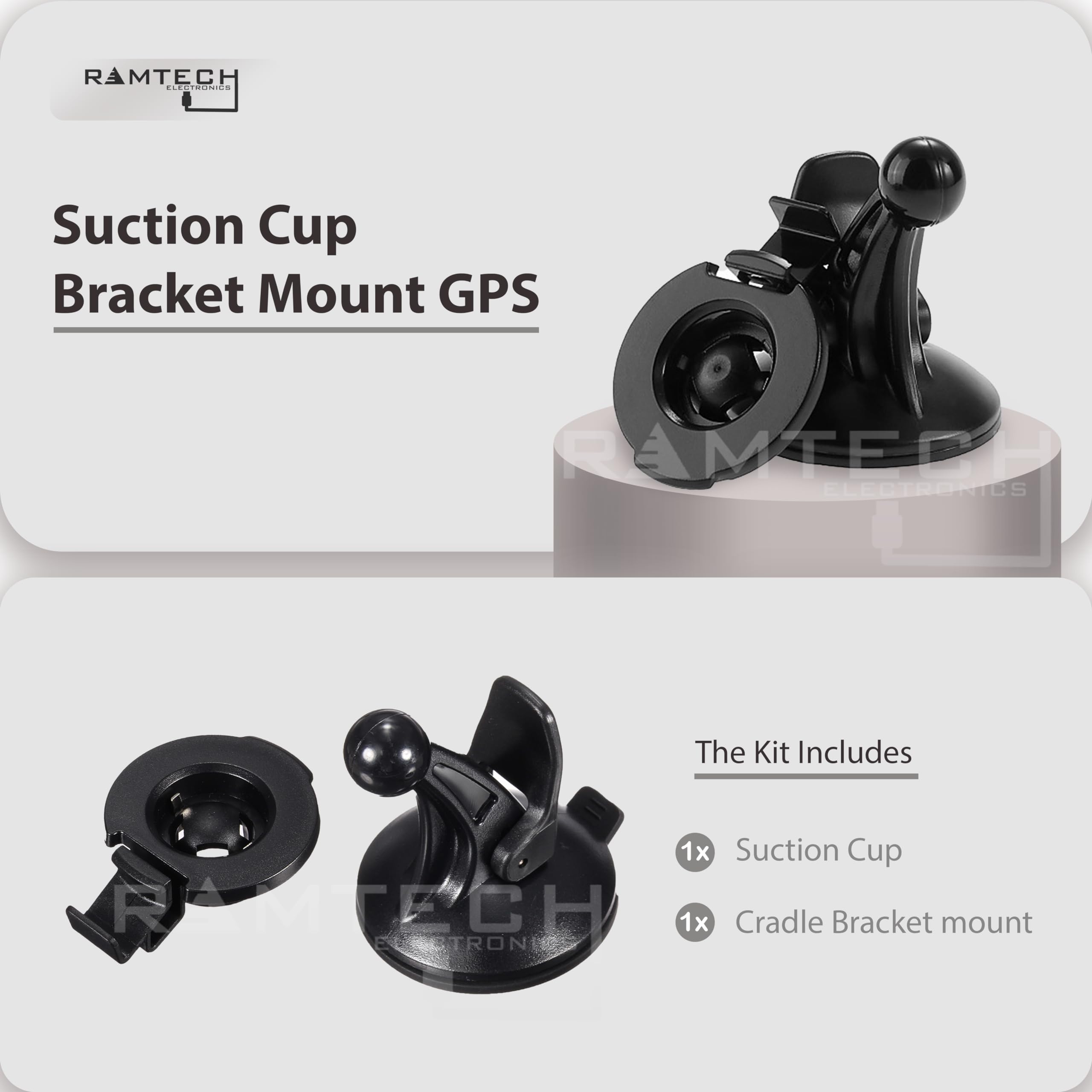 Ramtech Car Windshield Suction Cup Gps Mount With Bracket, Compatible With Garmin Dezl 570Lmt 580 Lmt S, Otr500, Otr610, Otr620, 0Tr700, Otr710, Otr720 Truck Gps, Rv 660Lmt, Rv 770 Lmt S, Rv 780, Scr