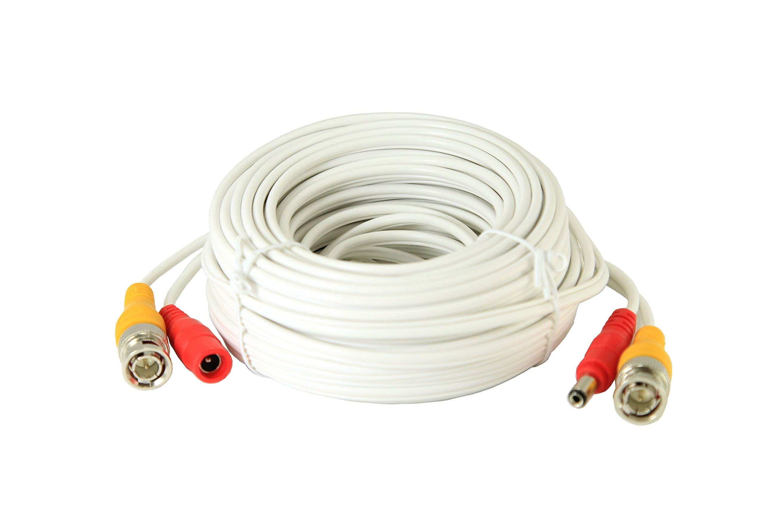 Installercctv 60Ft All In One Video Hd Tvi Hd Cvi Ahd Analog 1080P Premade Cable For Cctv Security Cameras   White