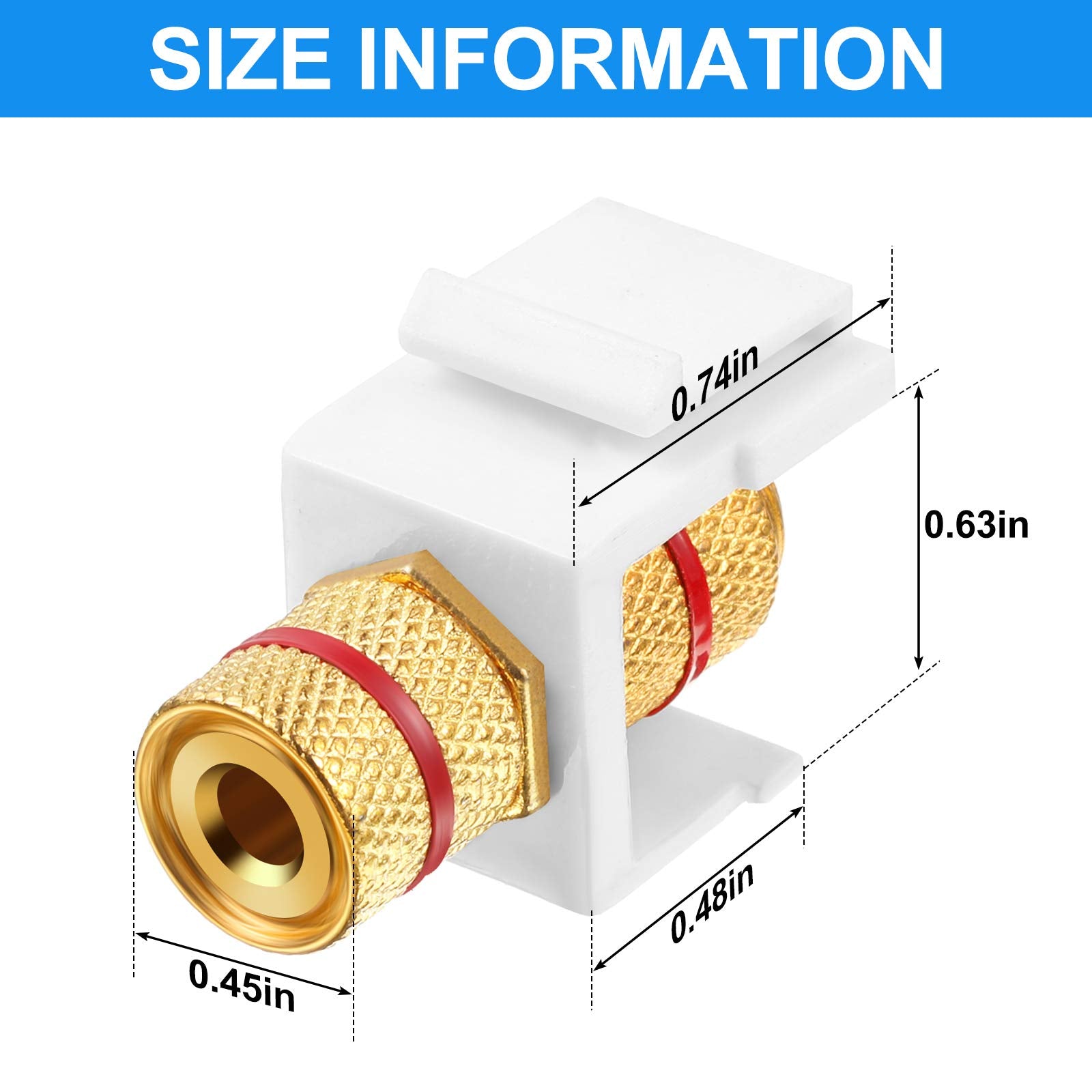 Banana Jack Binding Post Keystone Jack Insert, Black And Red Rings Audio Speaker Keystone Connector Screw Type Inline Coupler Fo