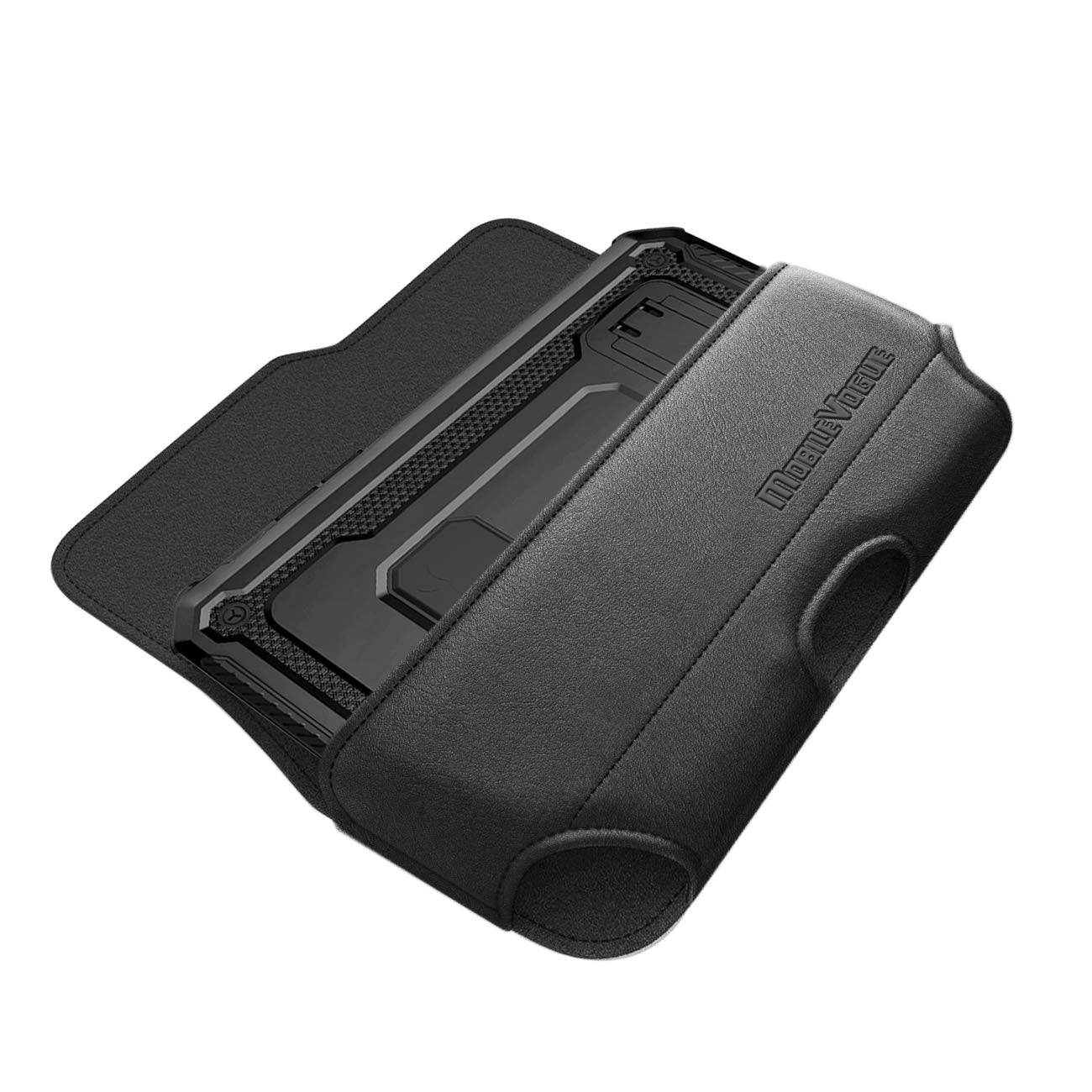 Reiko Mobile Vogue Eco-Friendly Leather Phone Pouch Holster, Black, 6.1x3.2x0.7 in, Compatible with iPhone/Galaxy/Android, Model K