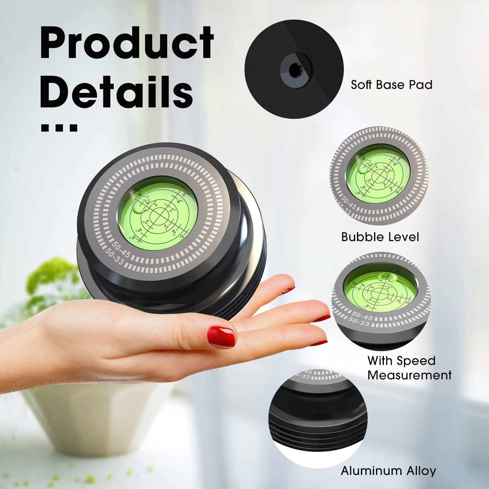 Kedok Record Weight Stabilizer, 50Hz Vinyl Turntable Clamp, 378G (13.3Oz) Record Clamp Phono Lp Disc Stabilizer Turntable Disc W