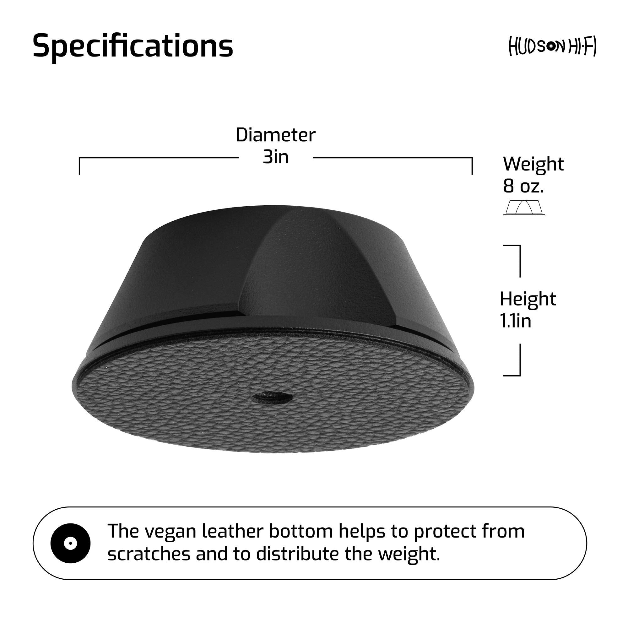 Hudson Hi Fi Spaceben Record Weight Stabilizer With Protective Leather Pad   8 Ounce Vinyl Turntable Weight   Durable & Stylish