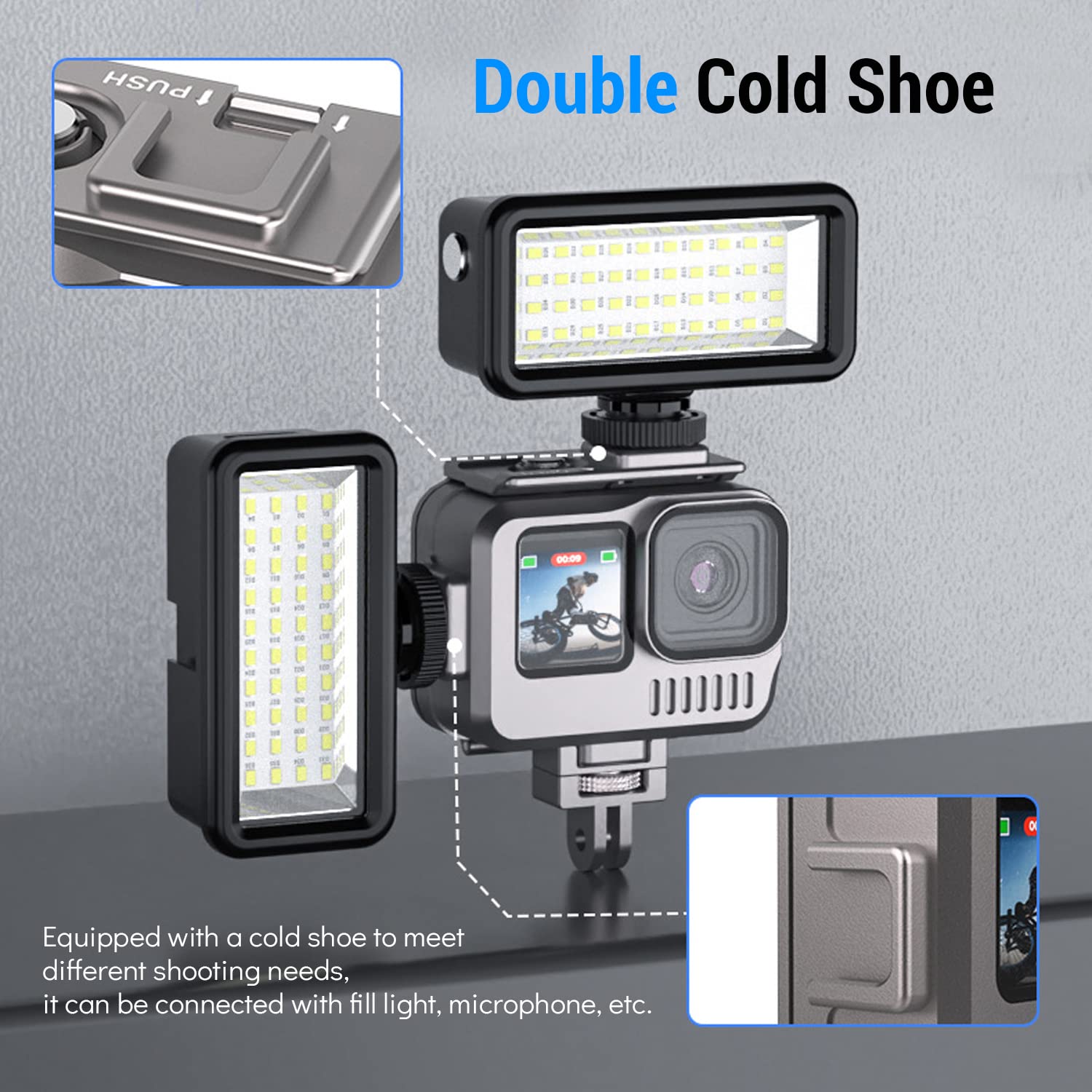 Aluminum Waterproof Case For Gopro Hero 12/11/10/9 Black, Protective 131Ftunderwater Dive Housing Shell With 2 Cold Shoe For Gop