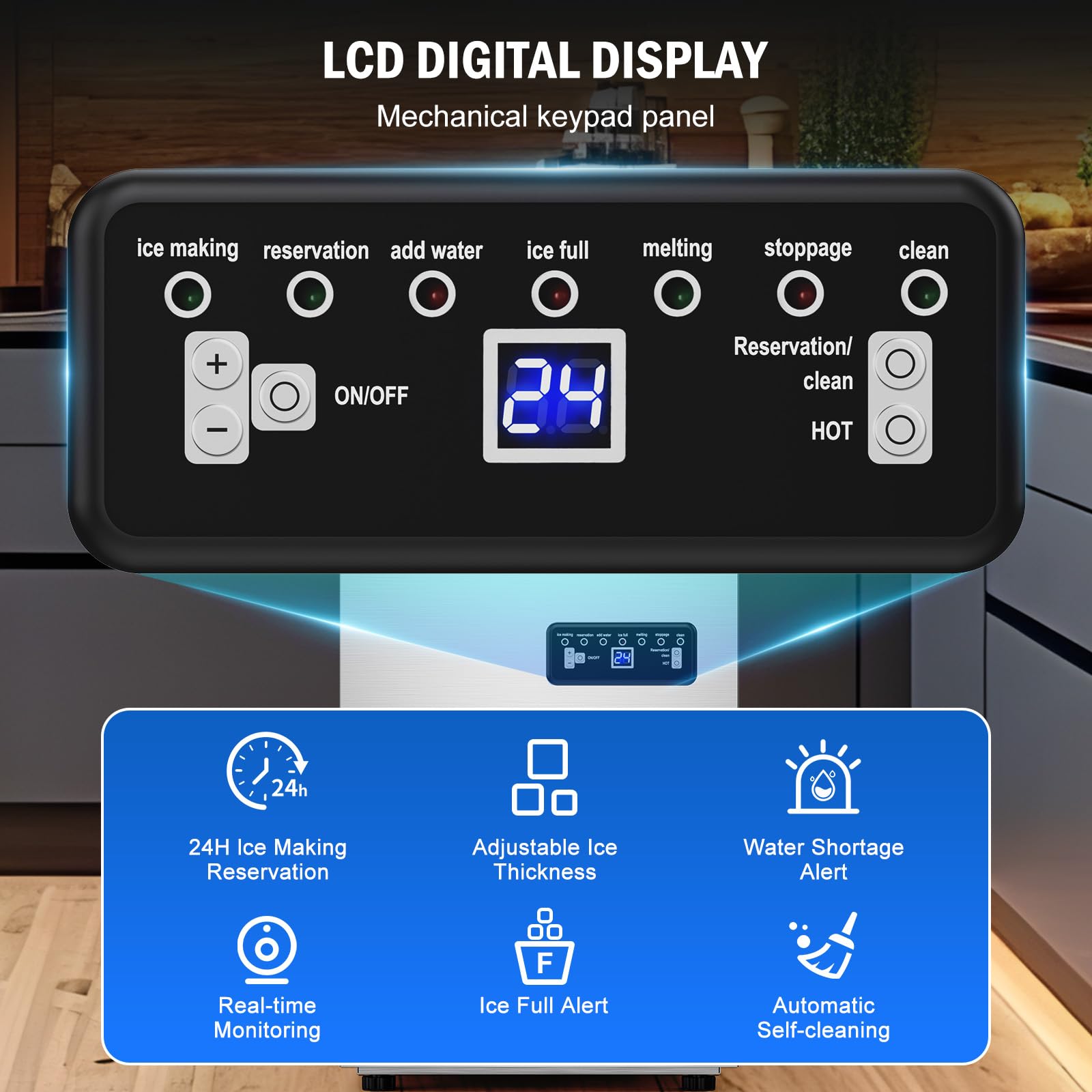 Commercial Ice Maker Machine 130 Lbs/24H, 45 Ice Trays Freestanding & Undercounter Ice Machine Stainless Steel With 20 Lbs Ice S