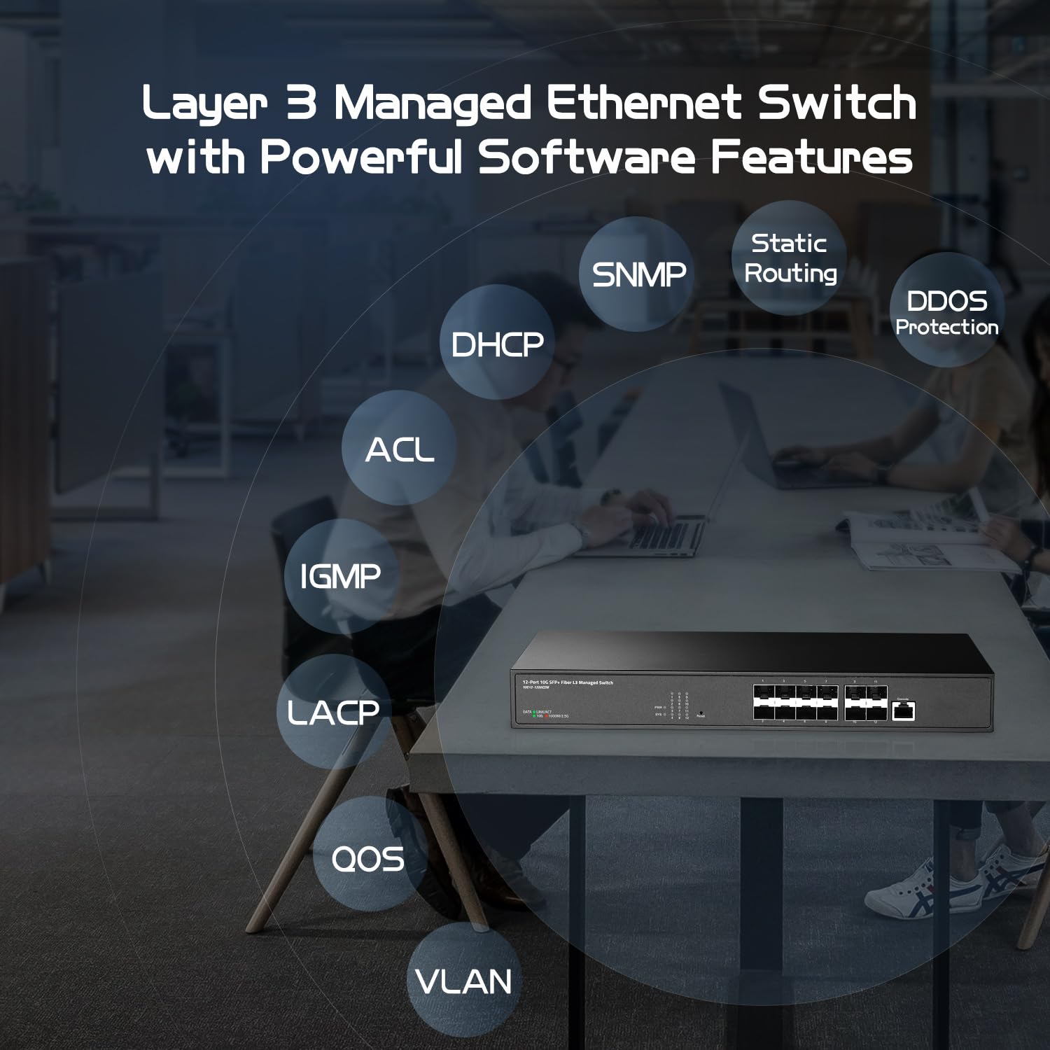 Binardat 12 Port 10 Gigabit Sfp Managed Switch, Support 1G Sfp And 10G Sfp+ Module, 240Gbps Bandwidth, L3 Web/Cli Managed, Metal