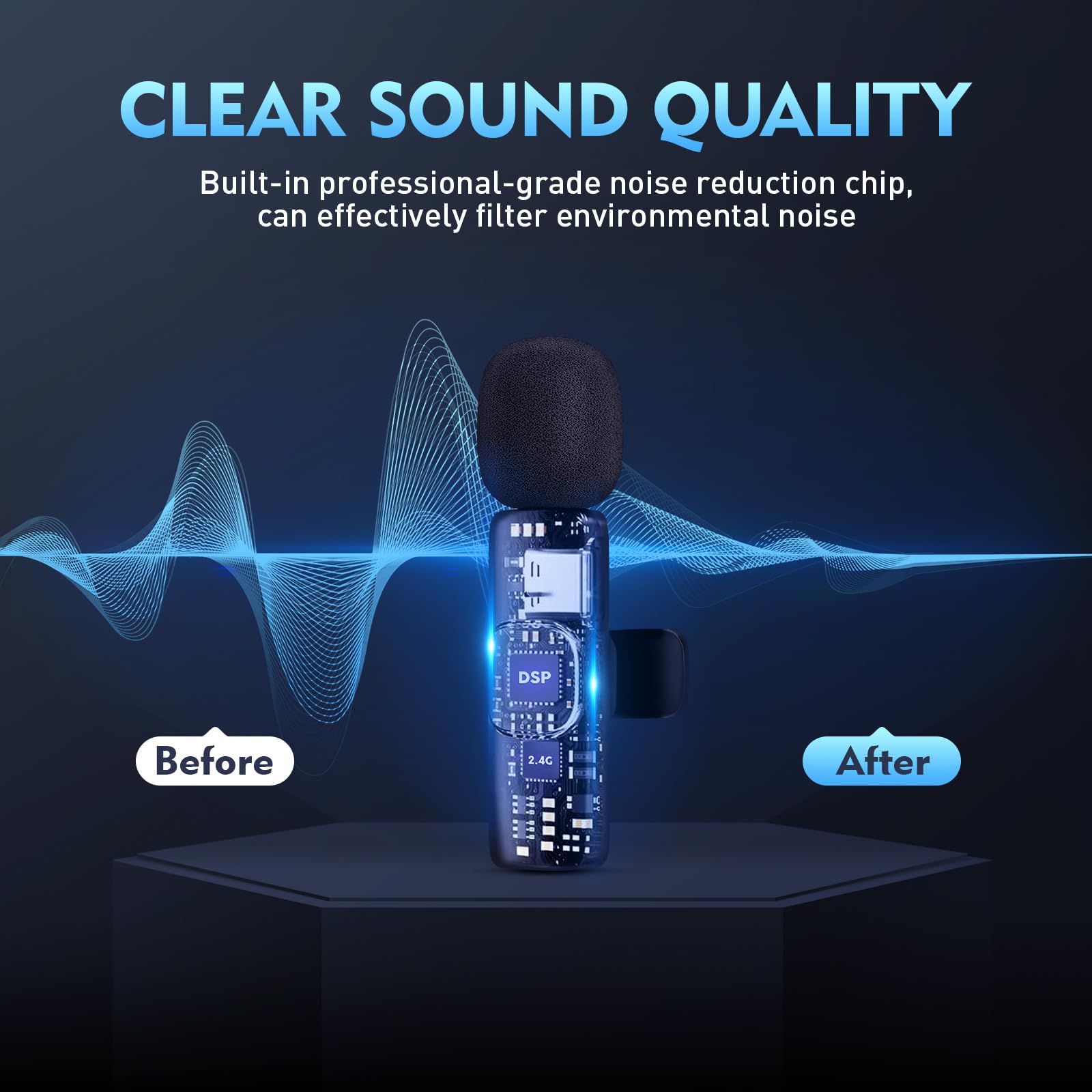 Tutglobal Usb C Mini Microphone For Iphone 15 16,Ios And Android Devices,2 Pack Wireless Lavalier Microphones + 4 Extra Windscre