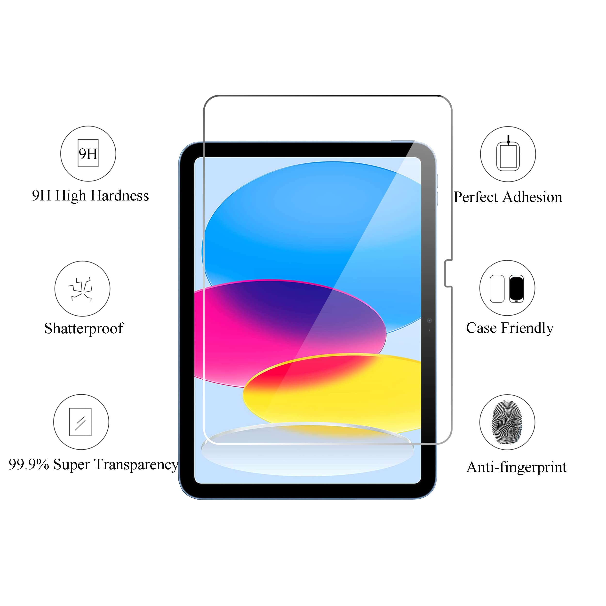 Ailun 2 Pack Screen Protector For Ipad 10Th Generation 10.9 Inch Display 2022 Tempered Glass [Face Id & Apple Pencil Compatible]