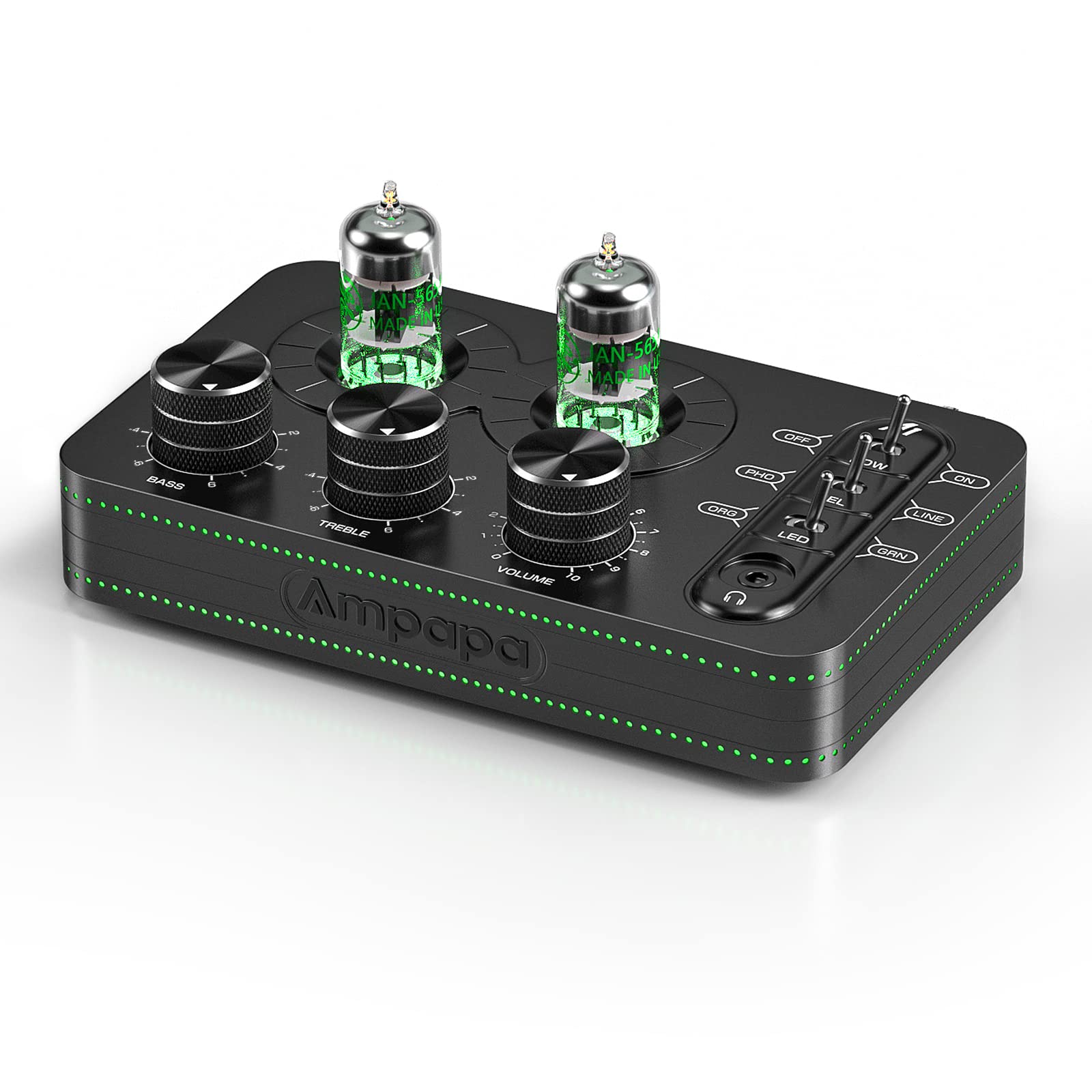 Ampapa A1 Vacuum Tube Phono Preamp, Headphone Amp, Hi Fi Audiophile Preamplifier For Mm Turntable Record Player With Tone Contro