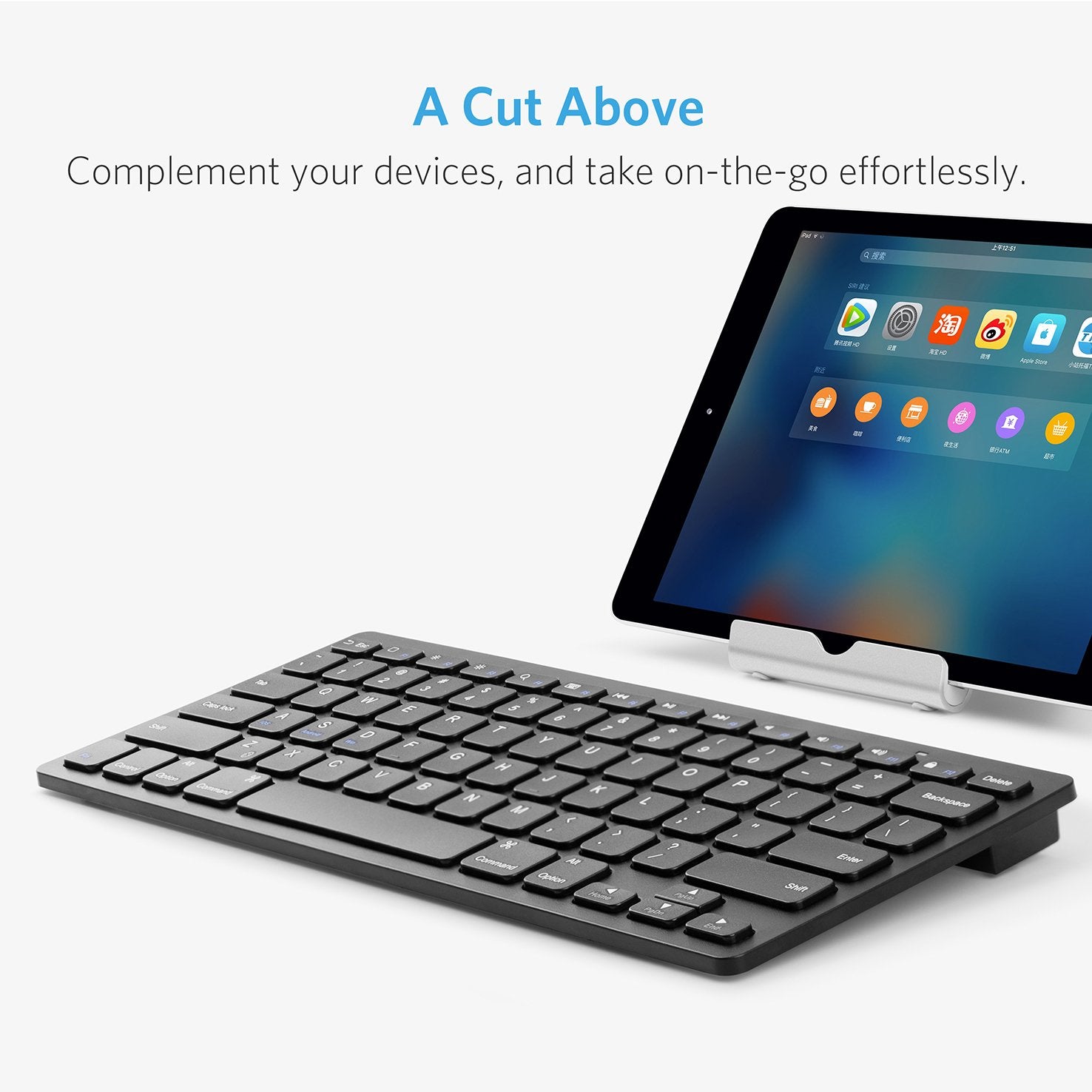 Bluetooth Ultra Slim Keyboard For Ipad Air 2 / Air, Ipad Pro, Ipad Mini , Ipad 4 / 3 / 2, New Ipad 9.7''(2017), Galaxy Tabs And