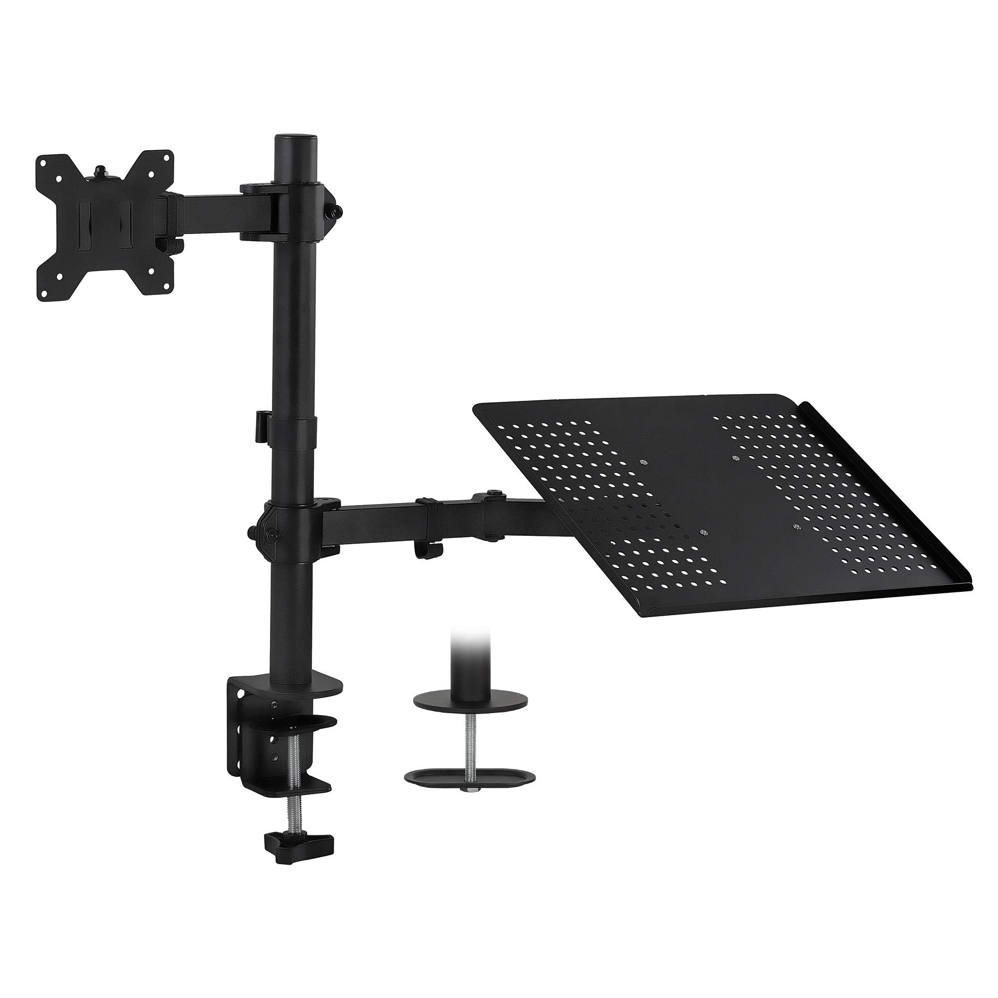 Mount It! Laptop And Monitor Desk Mount | Fully Adjustable Laptop Mount | Vesa Monitor Arm Stand | Desk Pole Mount Extension For